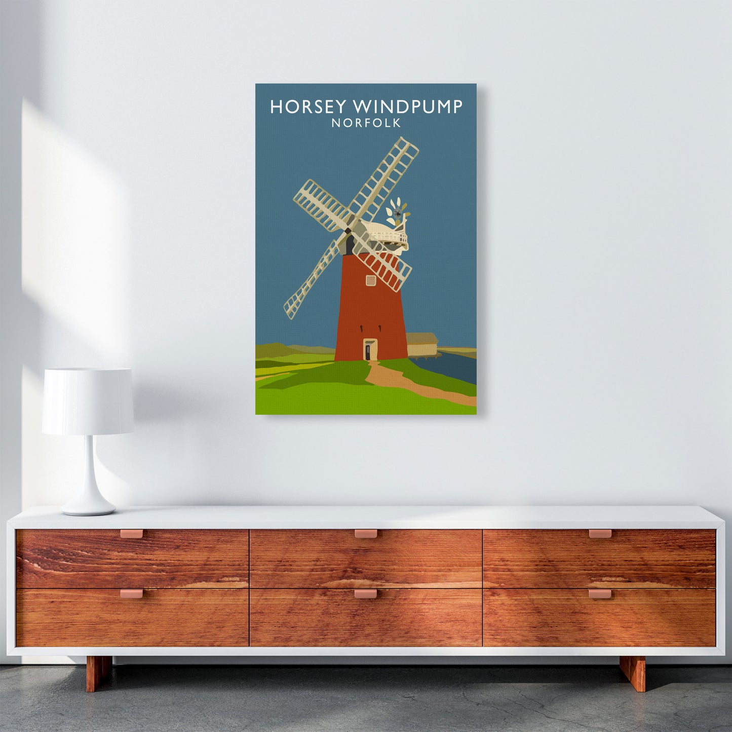 Horsey Windpump Norfolk Art Print by Richard O'Neill A1 Canvas