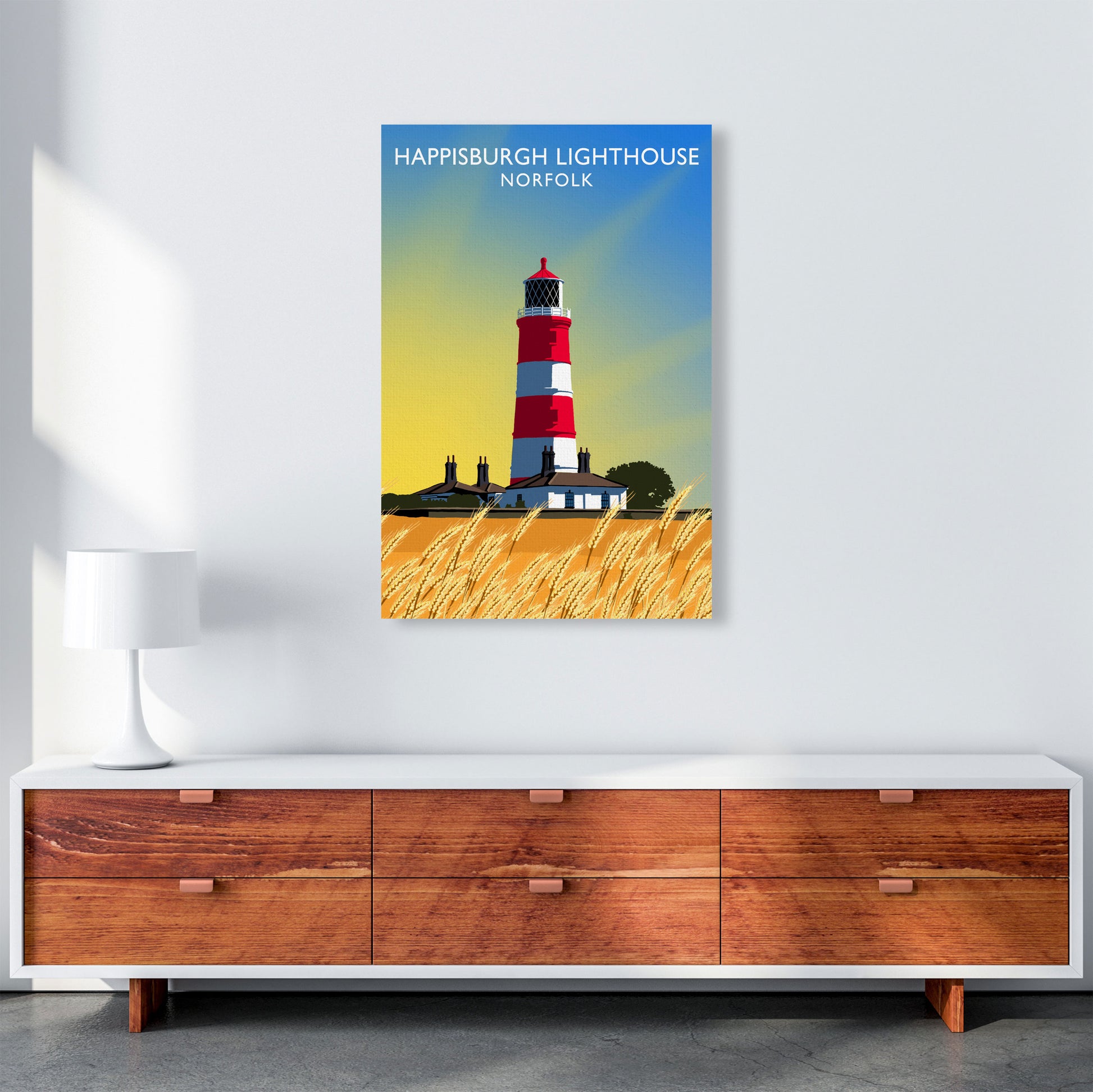 Happisburgh Lighthouse Norfolk Art Print by Richard O'Neill A1 Canvas