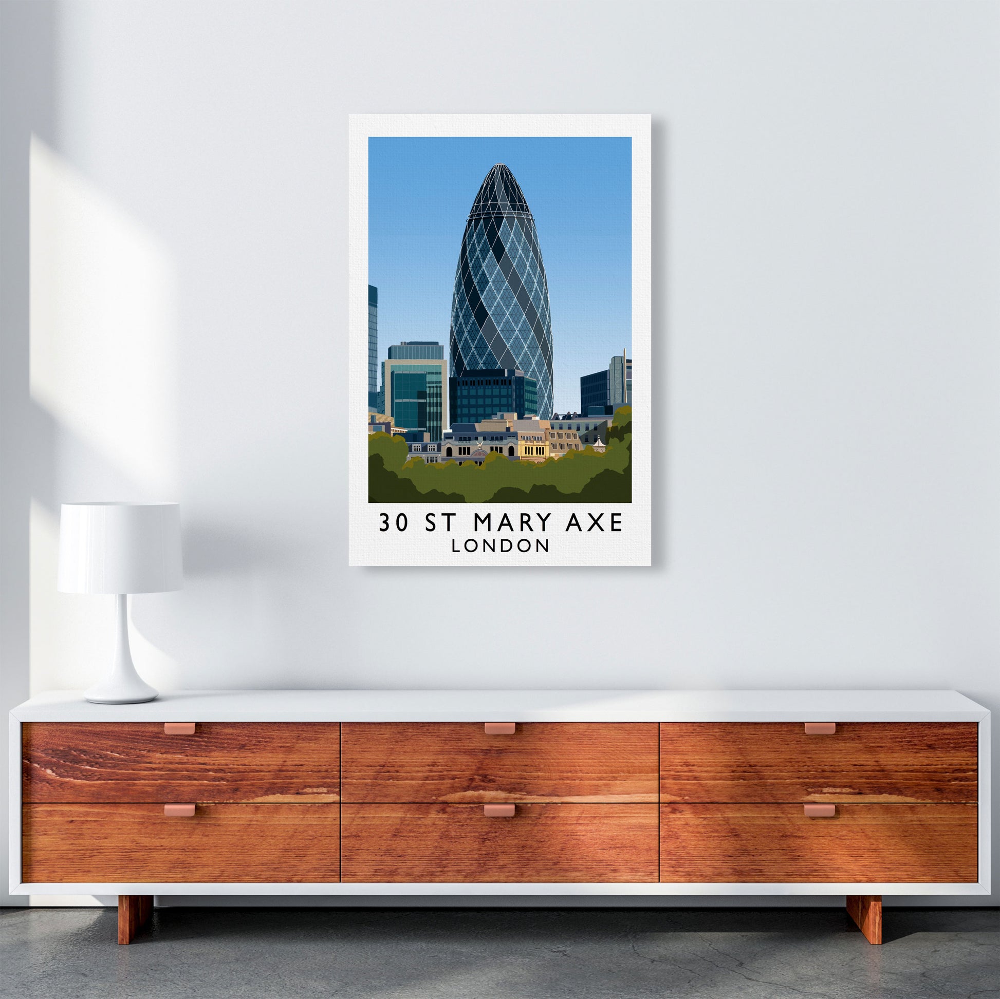 30 St Mary Axe London Travel Art Print by Richard O'Neill A1 Canvas