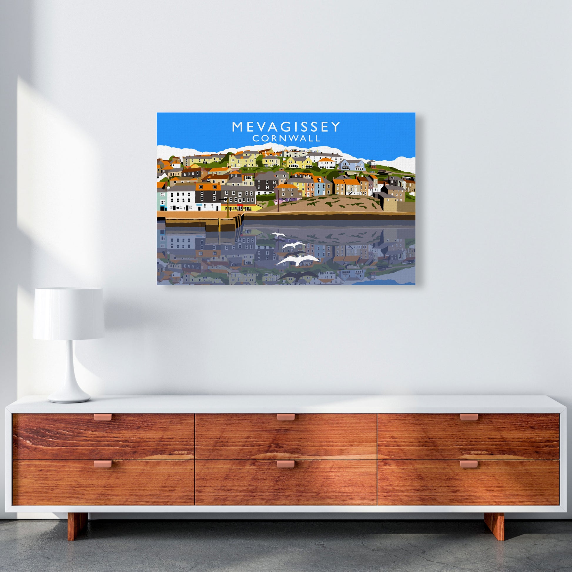 Mevagissey Cornwall Framed Digital Art Print by Richard O'Neill A1 Canvas