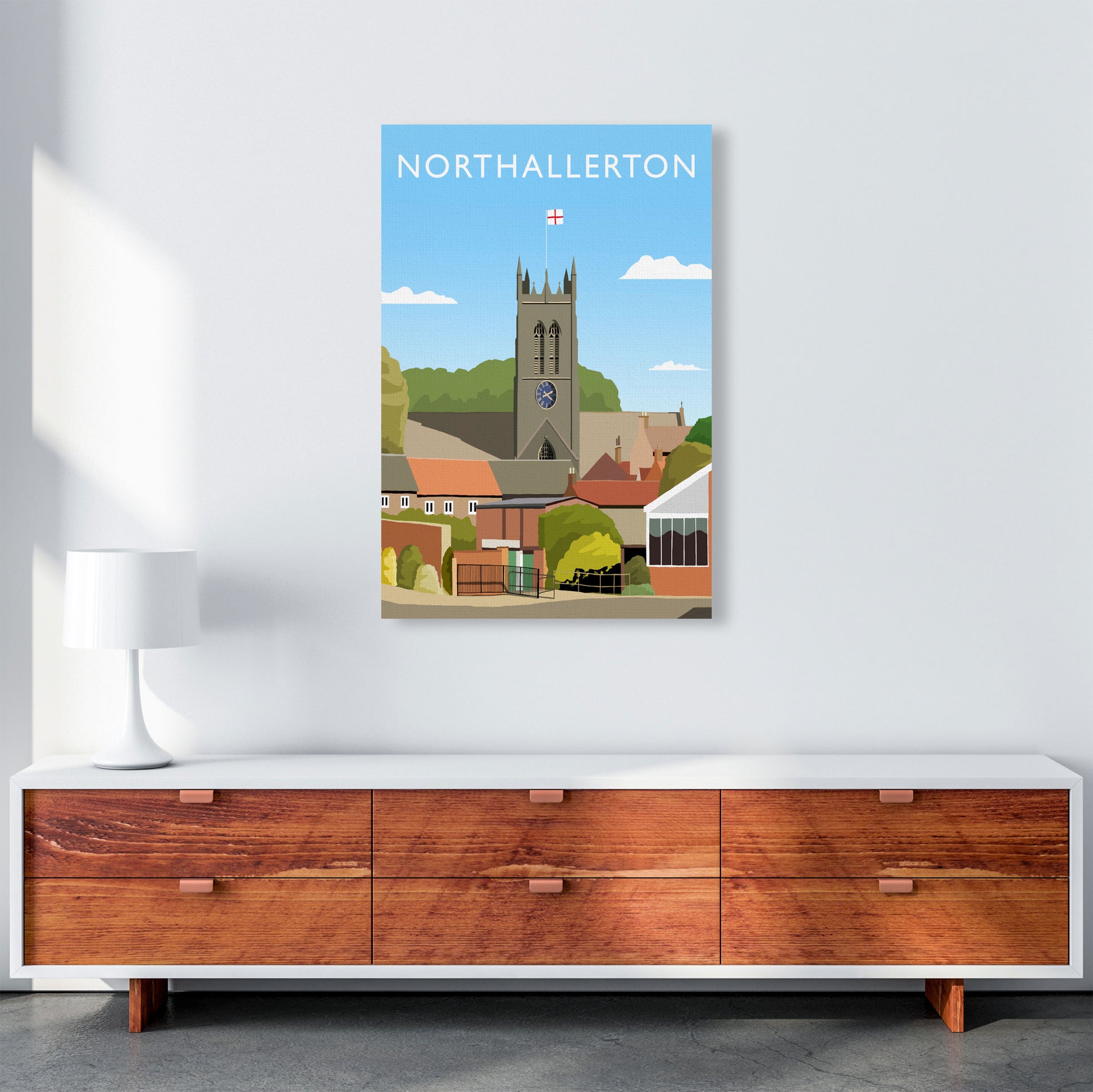 Northallerton (Portrait) by Richard O'Neill Yorkshire Art Print, Travel Poster A1 Canvas