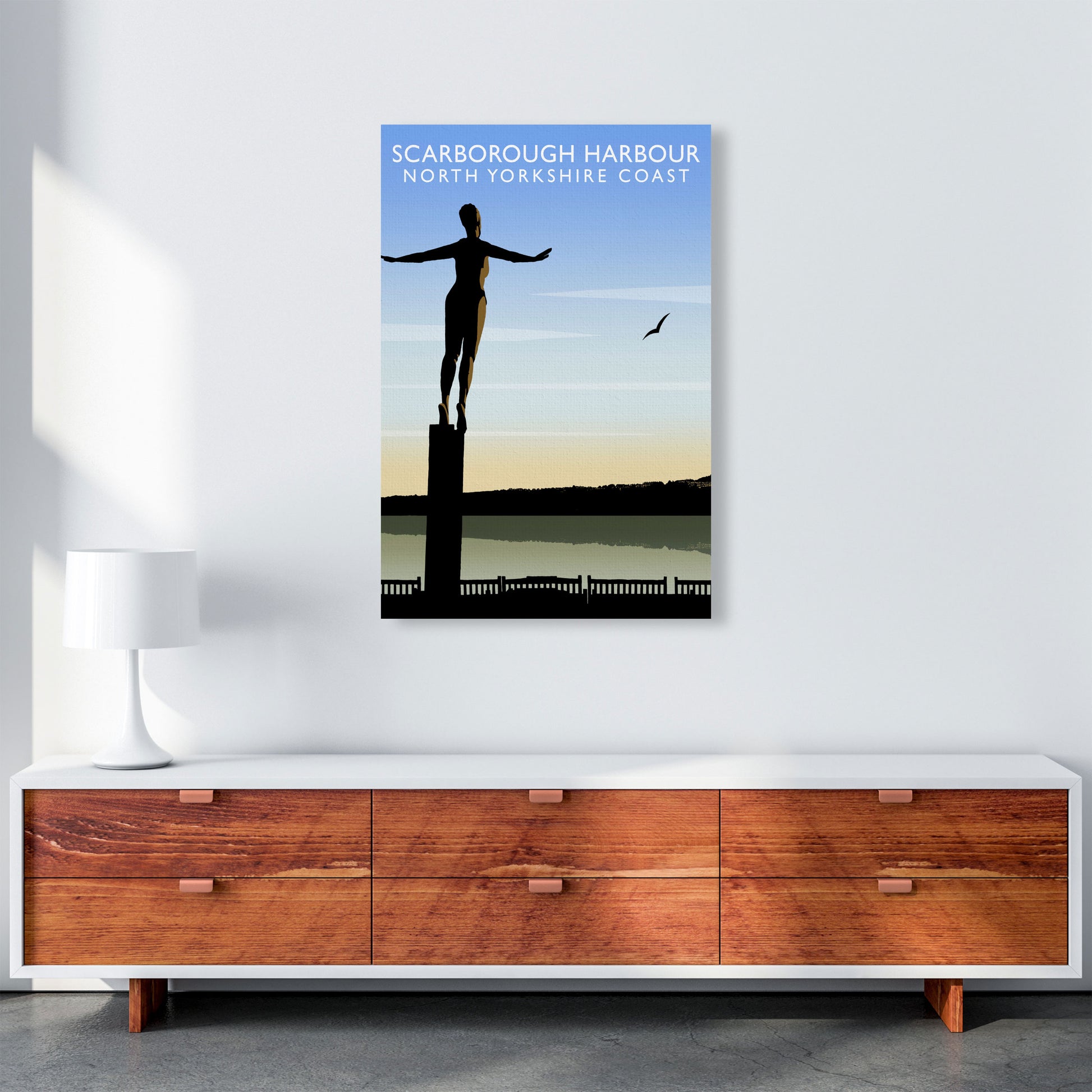 Scarborough Harbour (Portrait) by Richard O'Neill Yorkshire Art Print A1 Canvas