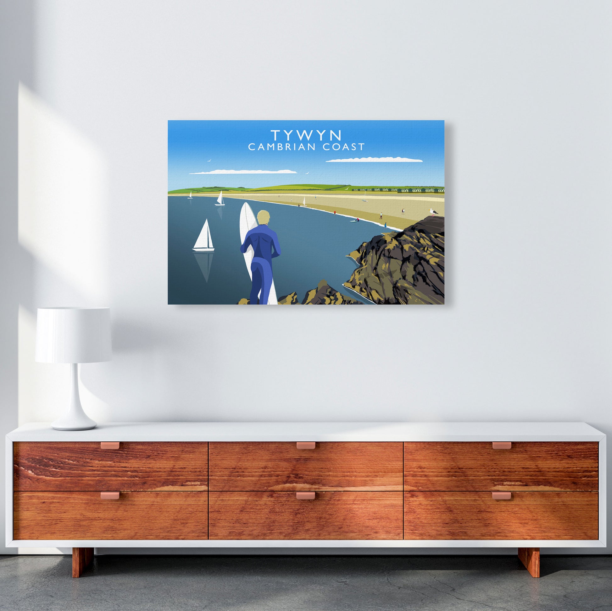 Tywyn Cambrian Coast Art Print by Richard O'Neill A1 Canvas