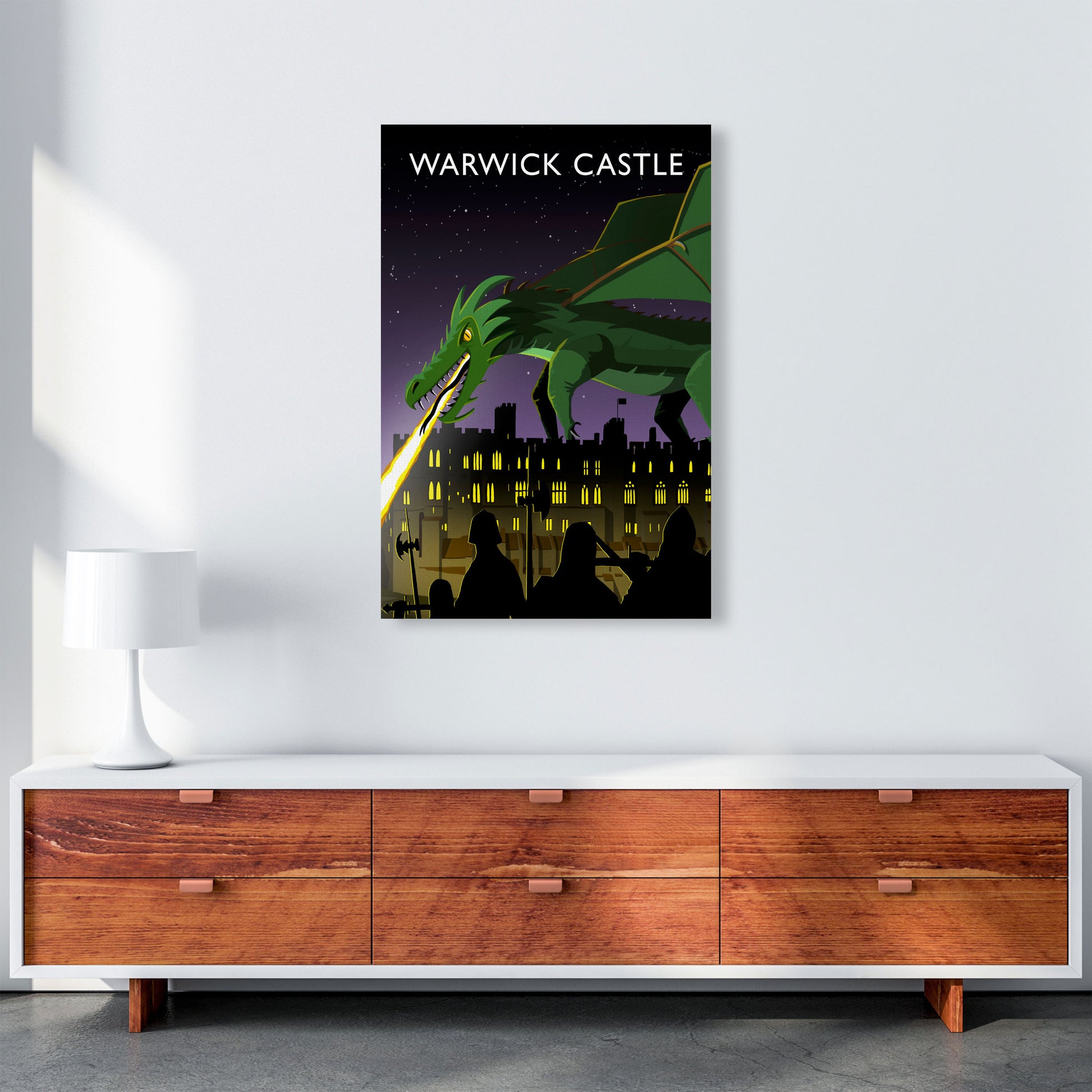 Warwick Castle With Dragon (Portrait) by Richard O'Neill A1 Canvas