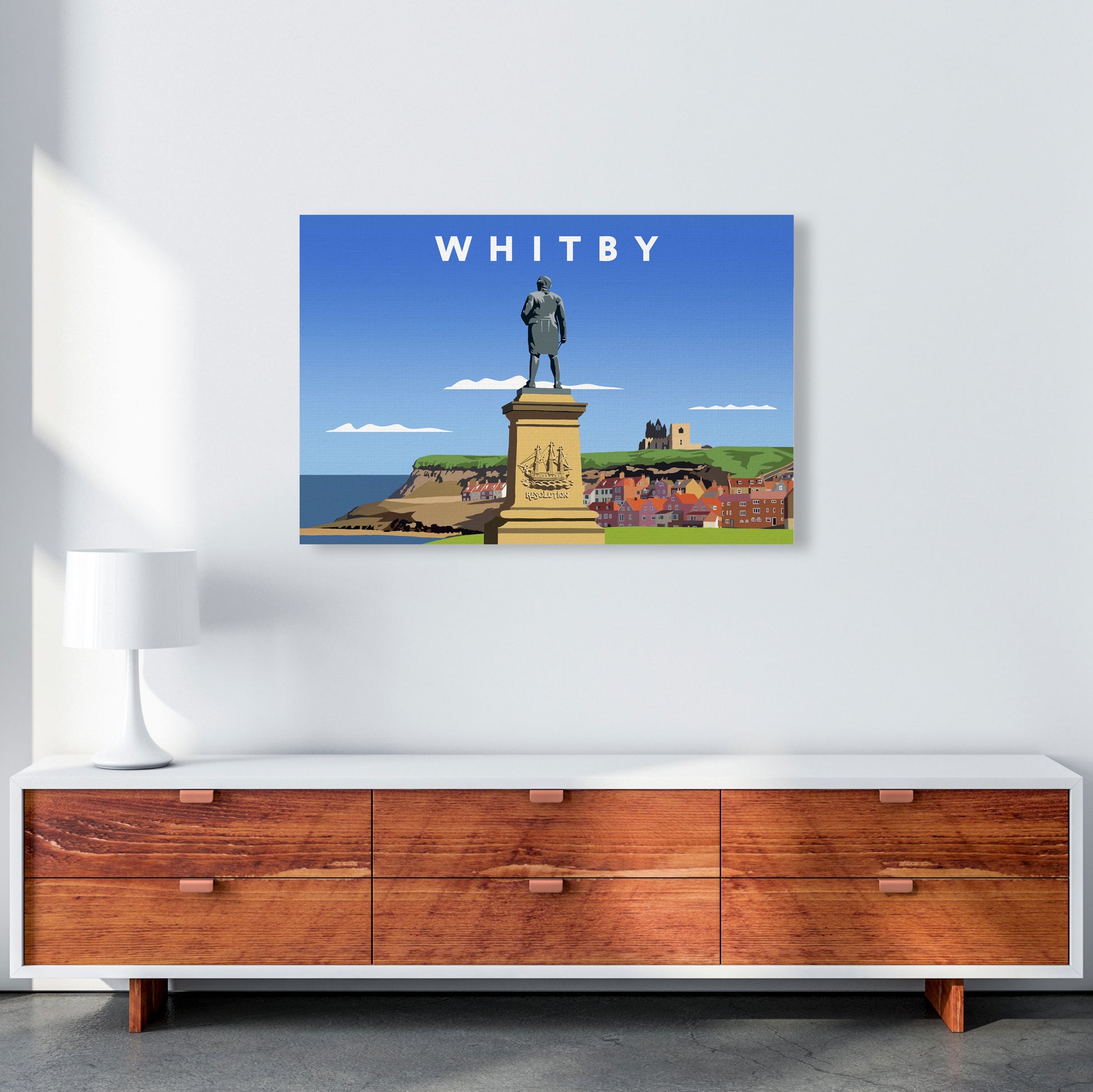 Whitby (Landscape) by Richard O'Neill Yorkshire Art Print, Vintage Travel Poster A1 Canvas