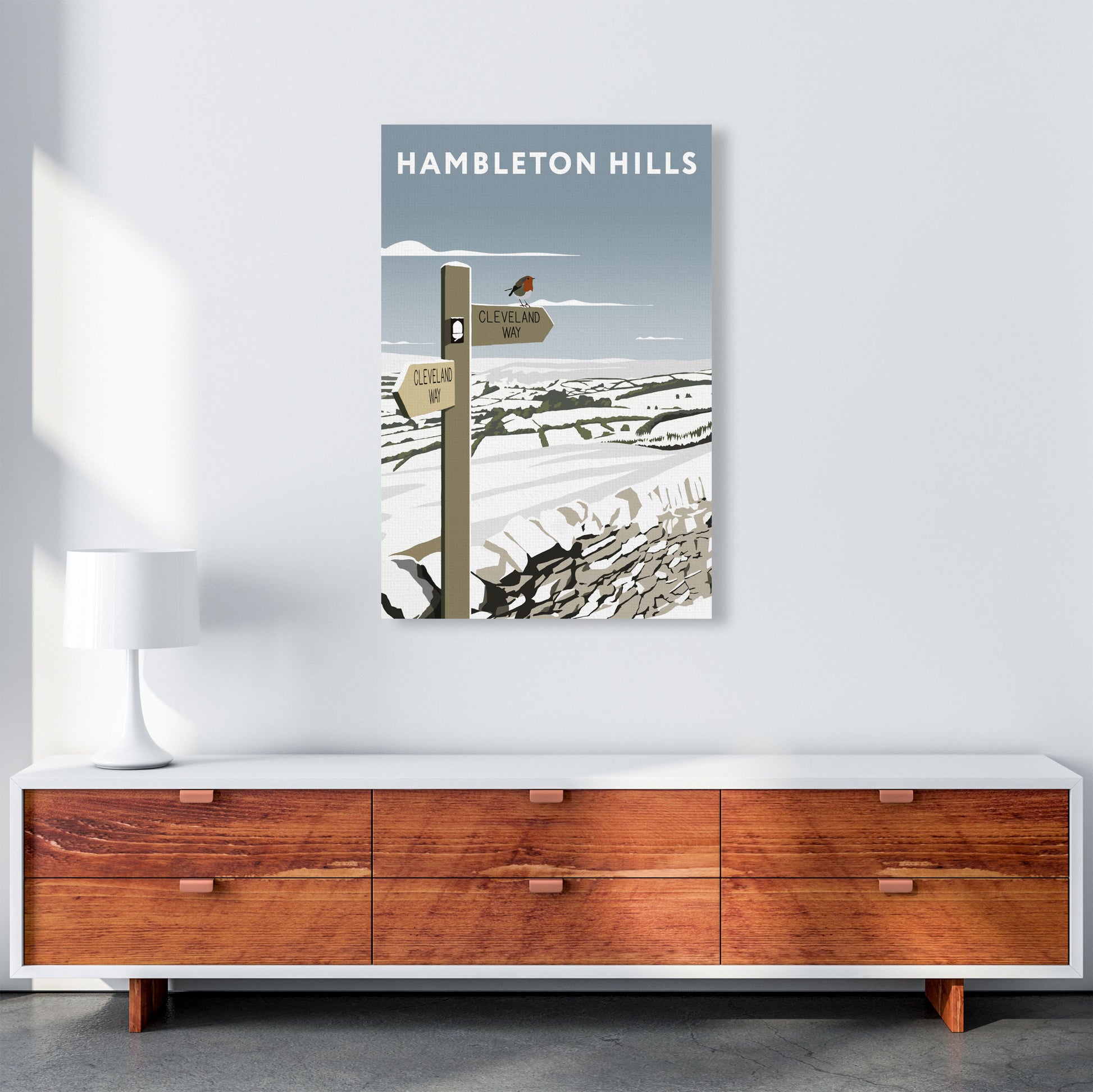 Hambleton Hills In Snow Portrait by Richard O'Neill A1 Canvas