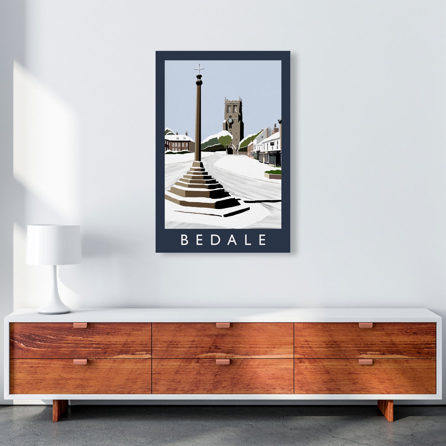 Bedale In Snow Portrait by Richard O'Neill A1 Canvas