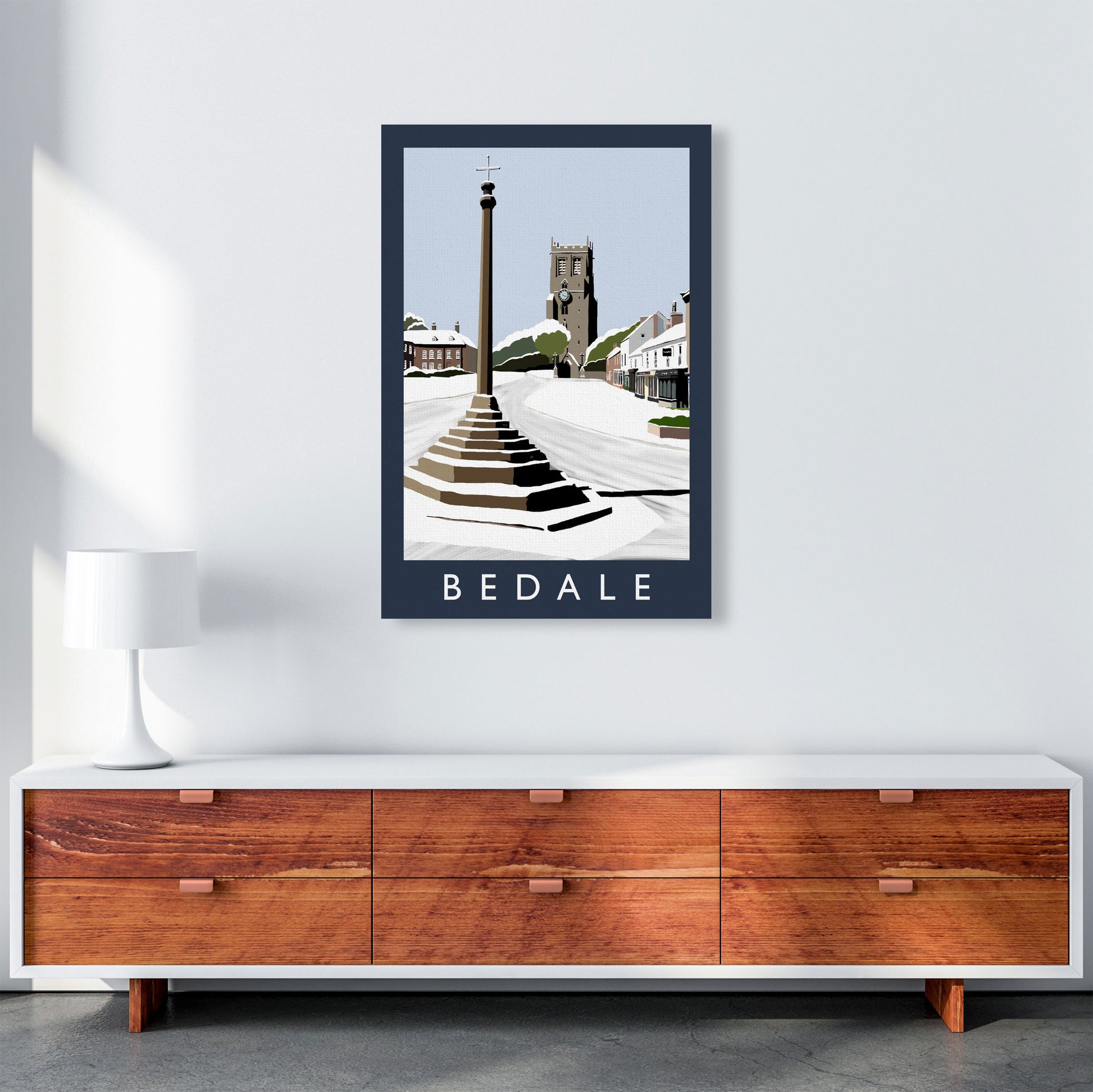 Bedale In Snow Portrait by Richard O'Neill A1 Canvas