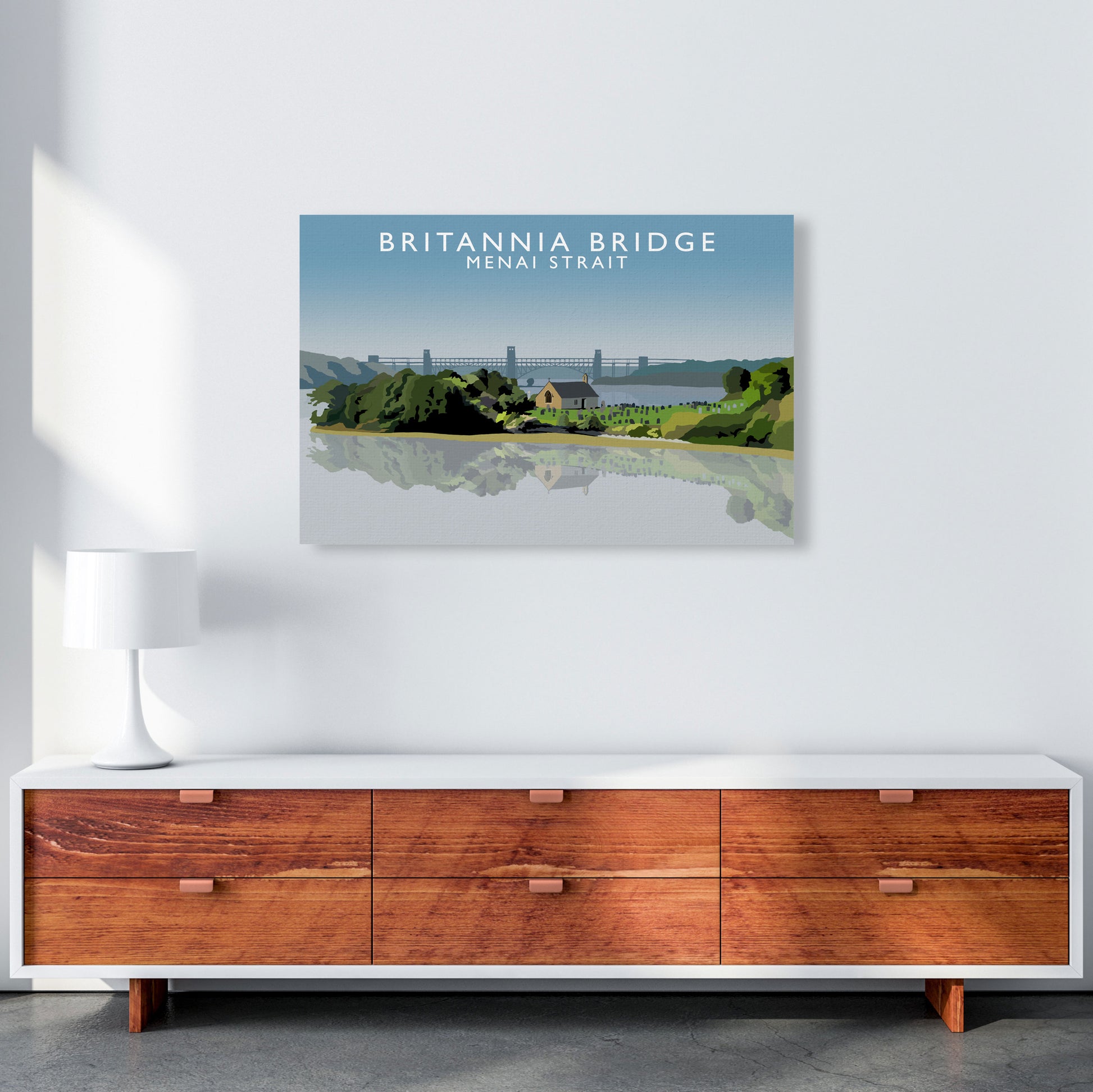 Britannia Bridge Art Print by Richard O'Neill A1 Canvas