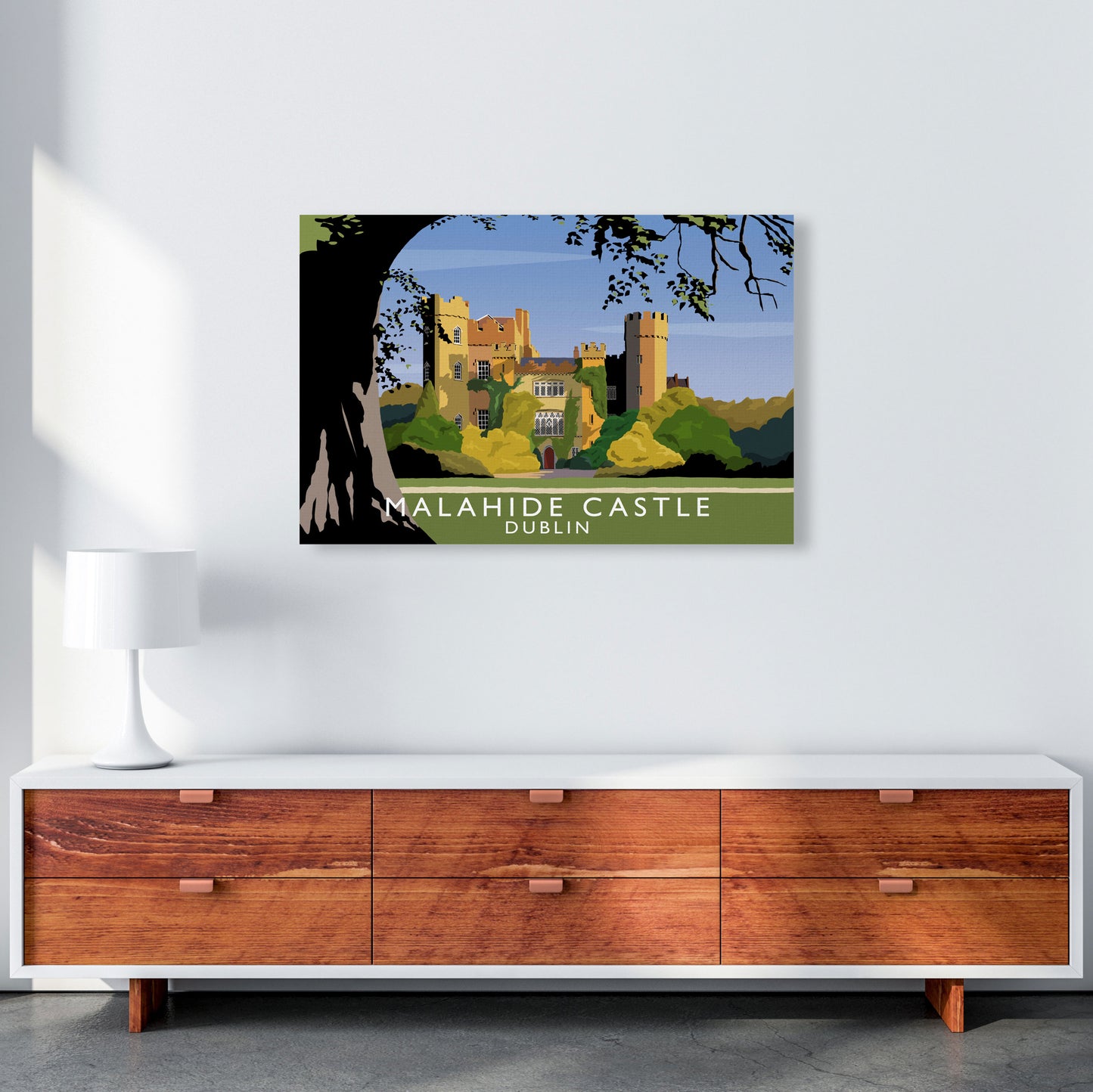 Malahide Castle Dublin Travel Art Print by Richard O'Neill, Framed Wall Art A1 Canvas