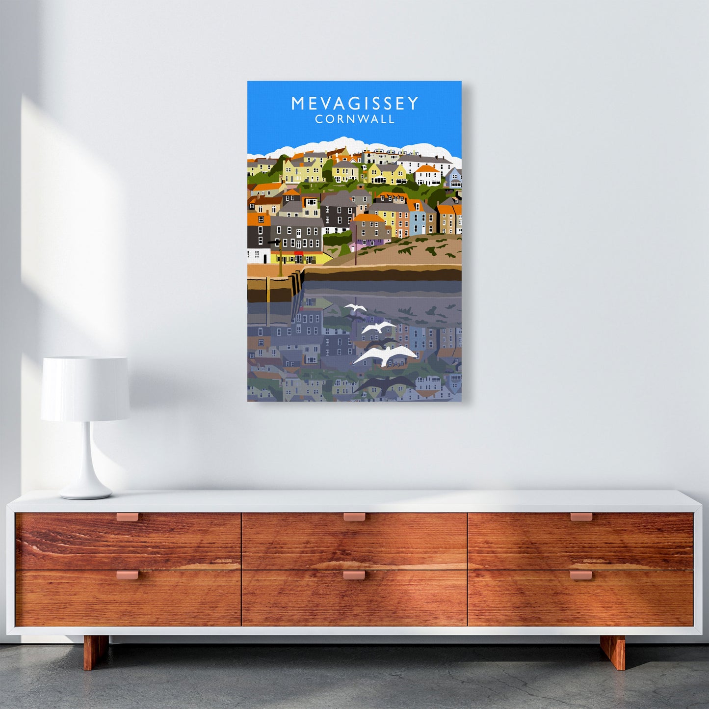 Mevagissey Cornwall Framed Digital Art Print by Richard O'Neill A1 Canvas