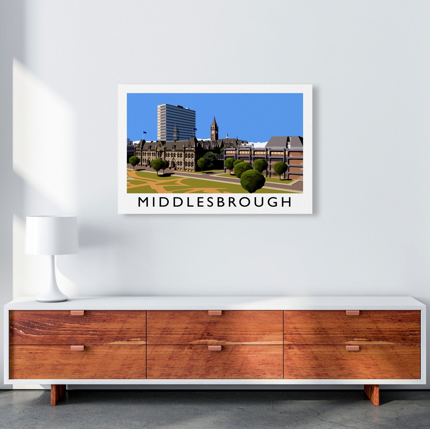 Middlesbrough Travel Art Print by Richard O'Neill, Framed Wall Art A1 Canvas