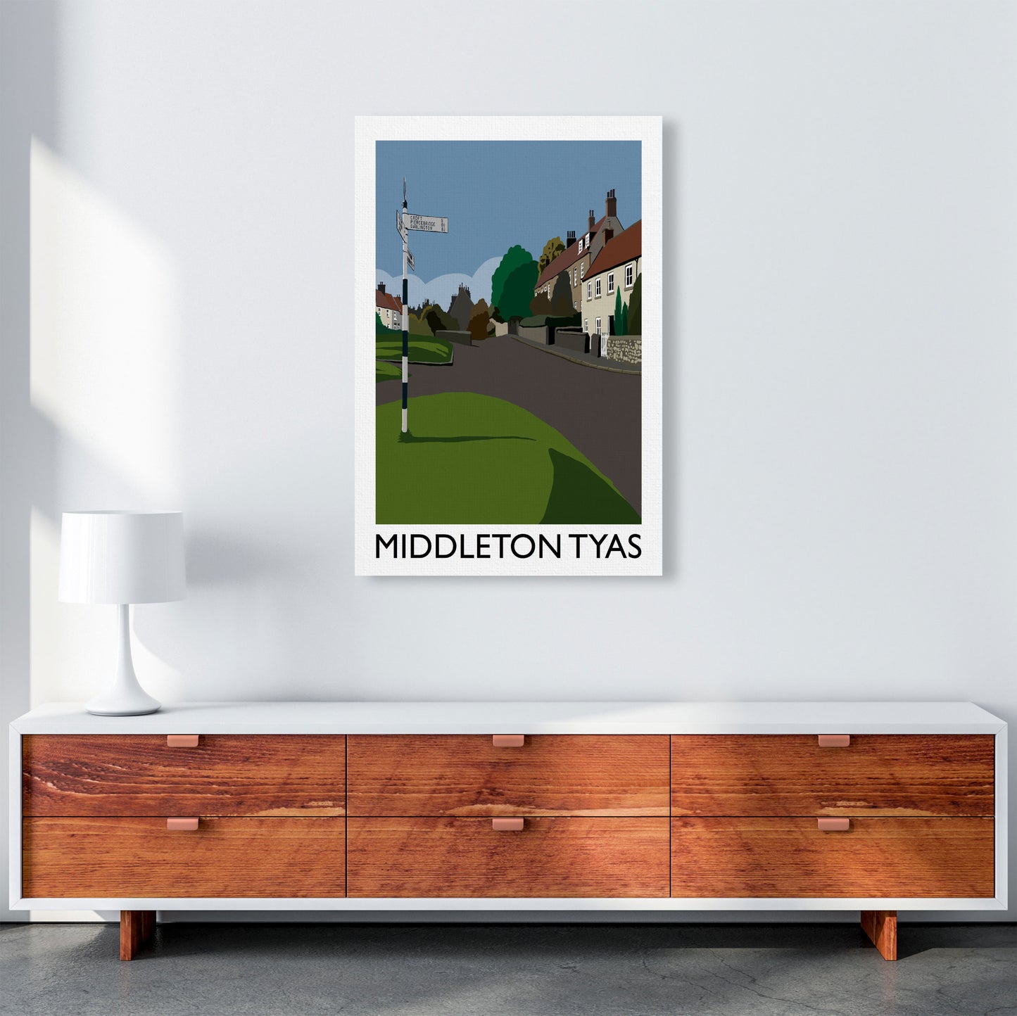 Middleton Tyas Travel Art Print by Richard O'Neill, Framed Wall Art A1 Canvas