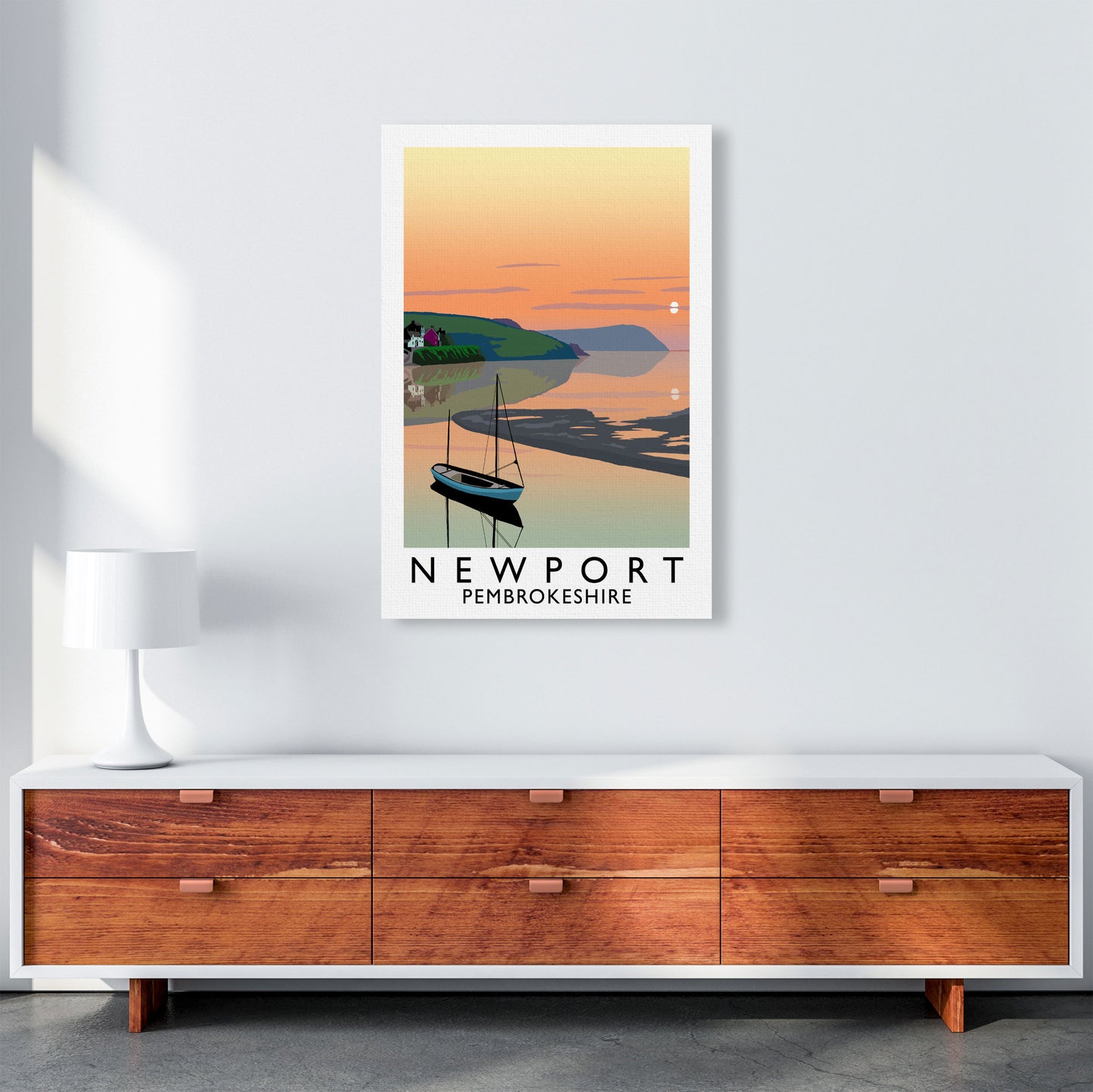 Newport Pembrokeshire Travel Art Print by Richard O'Neill, Framed Wall Art A1 Canvas
