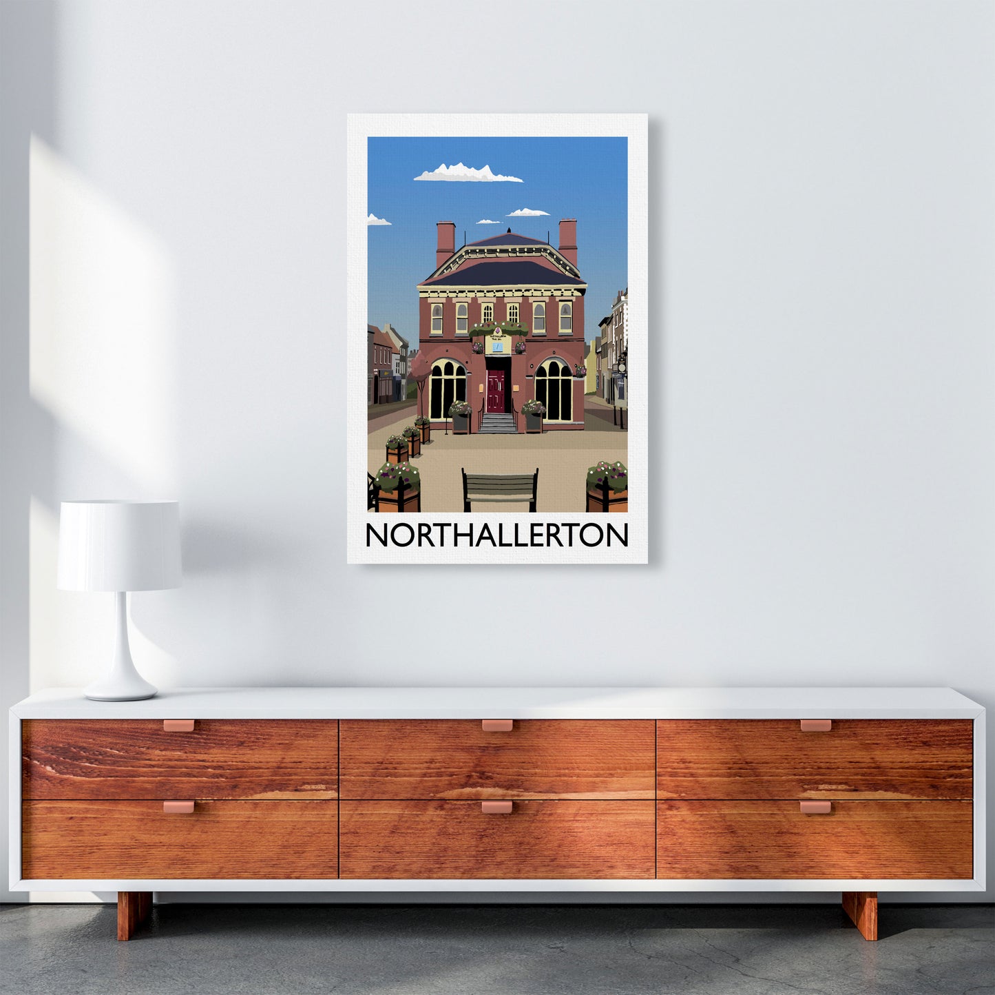 Northallerton Travel Art Print by Richard O'Neill, Framed Wall Art A1 Canvas