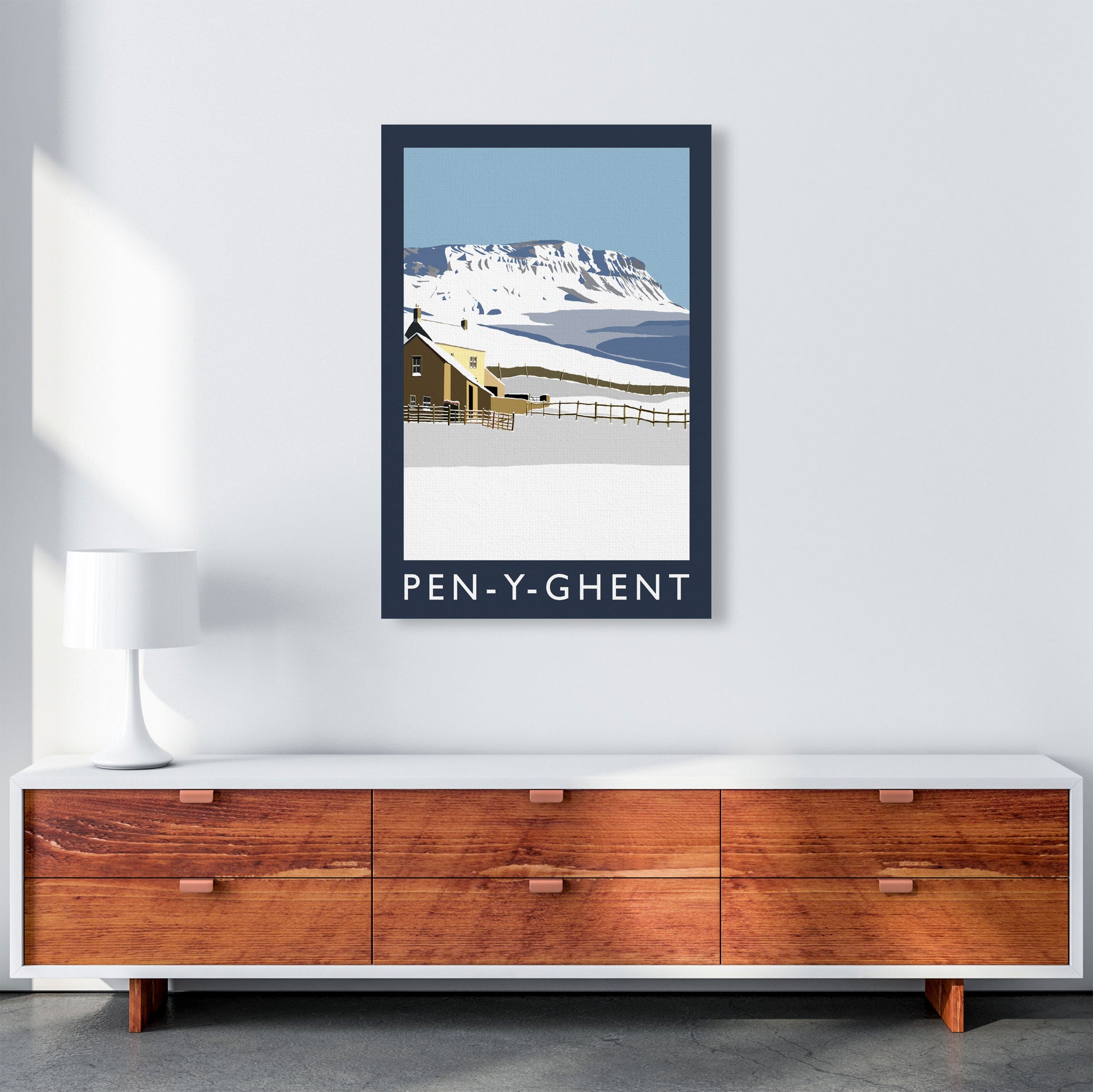 Pen-Y-Ghent Travel Art Print by Richard O'Neill, Framed Wall Art A1 Canvas
