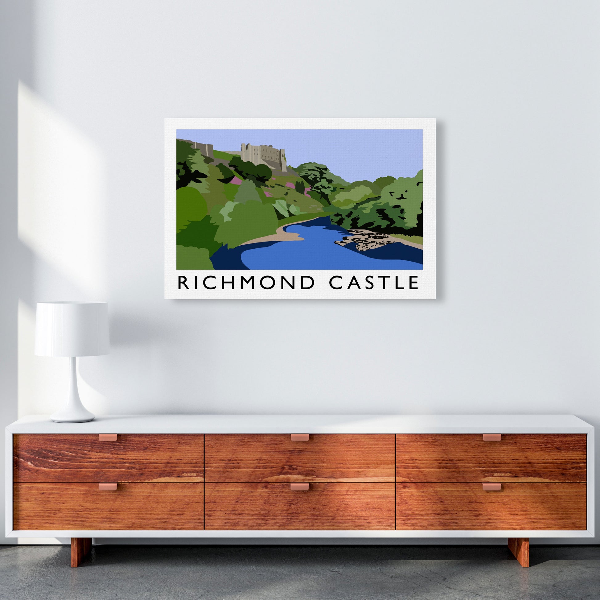 Richmond Castle Digital Art Print by Richard O'Neill, Framed Wall Art A1 Canvas