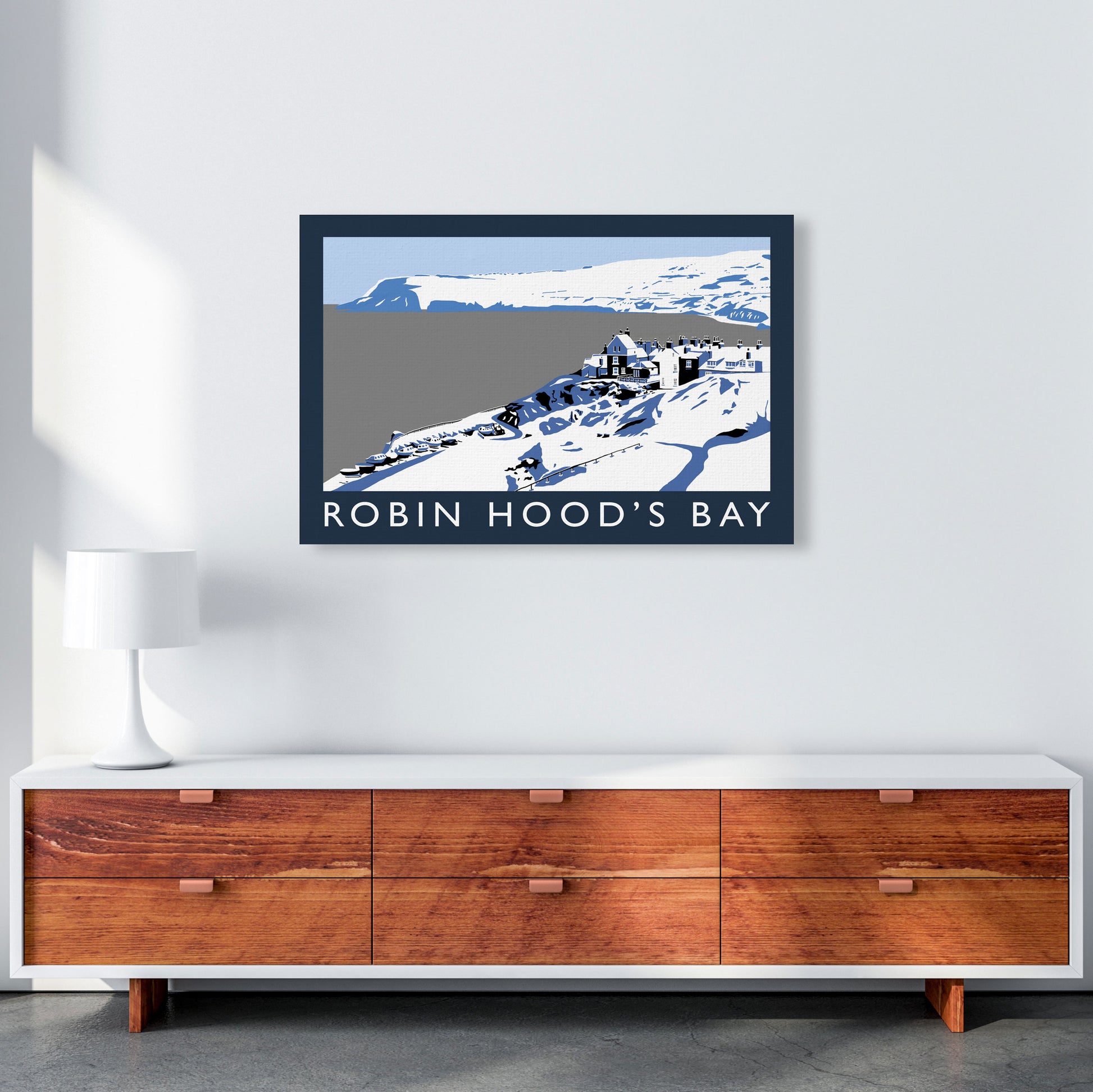 Robin Hood's Bay Travel Art Print by Richard O'Neill, Framed Wall Art A1 Canvas