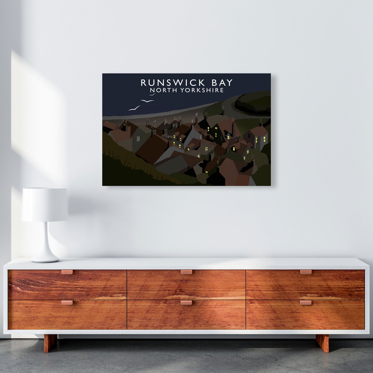 Runswick Bay North Yorkshrie Travel Art Print by Richard O'Neill A1 Canvas
