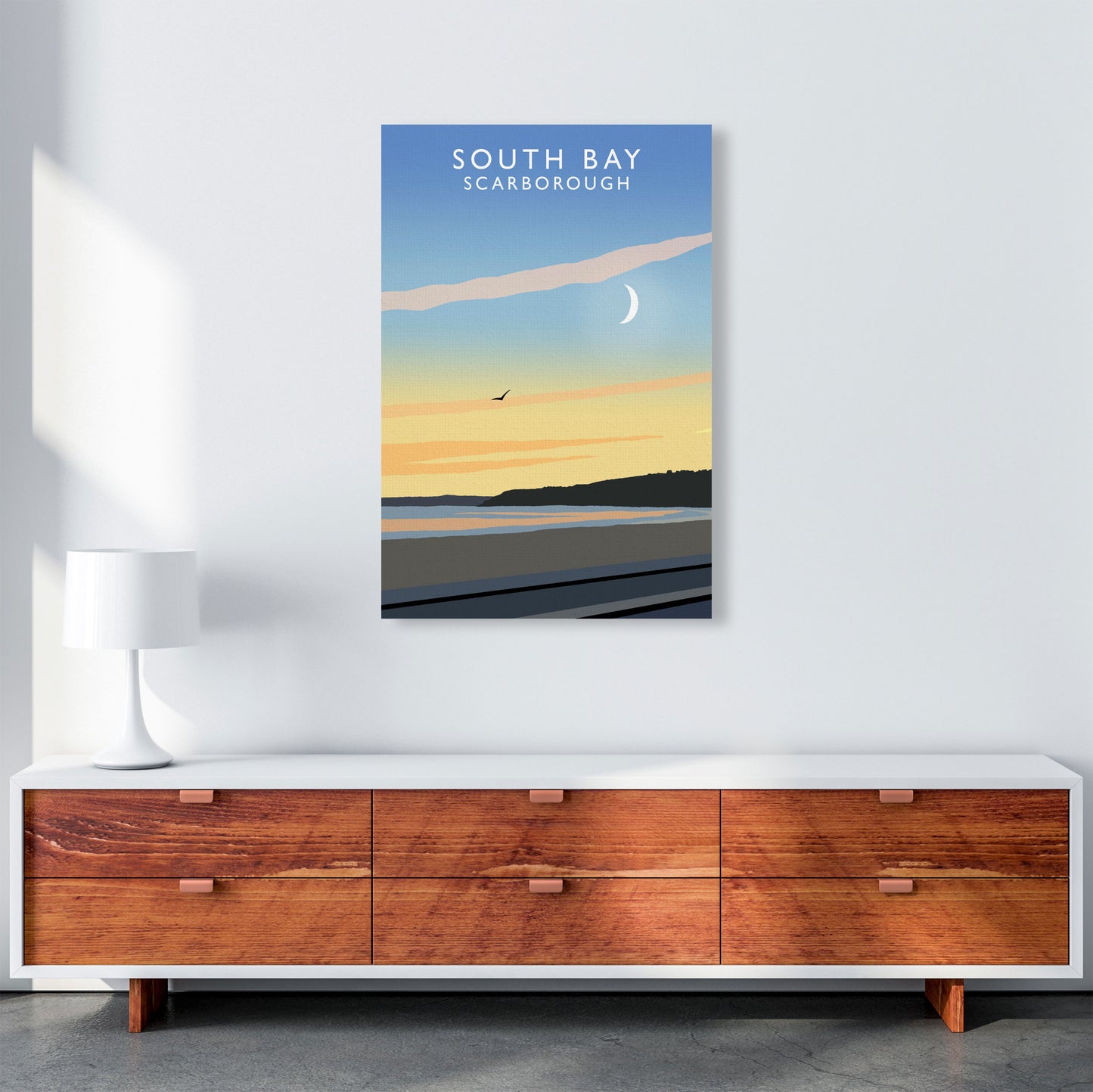 South Bay Scarborough Art Print by Richard O'Neill, Framed Wall Art A1 Canvas