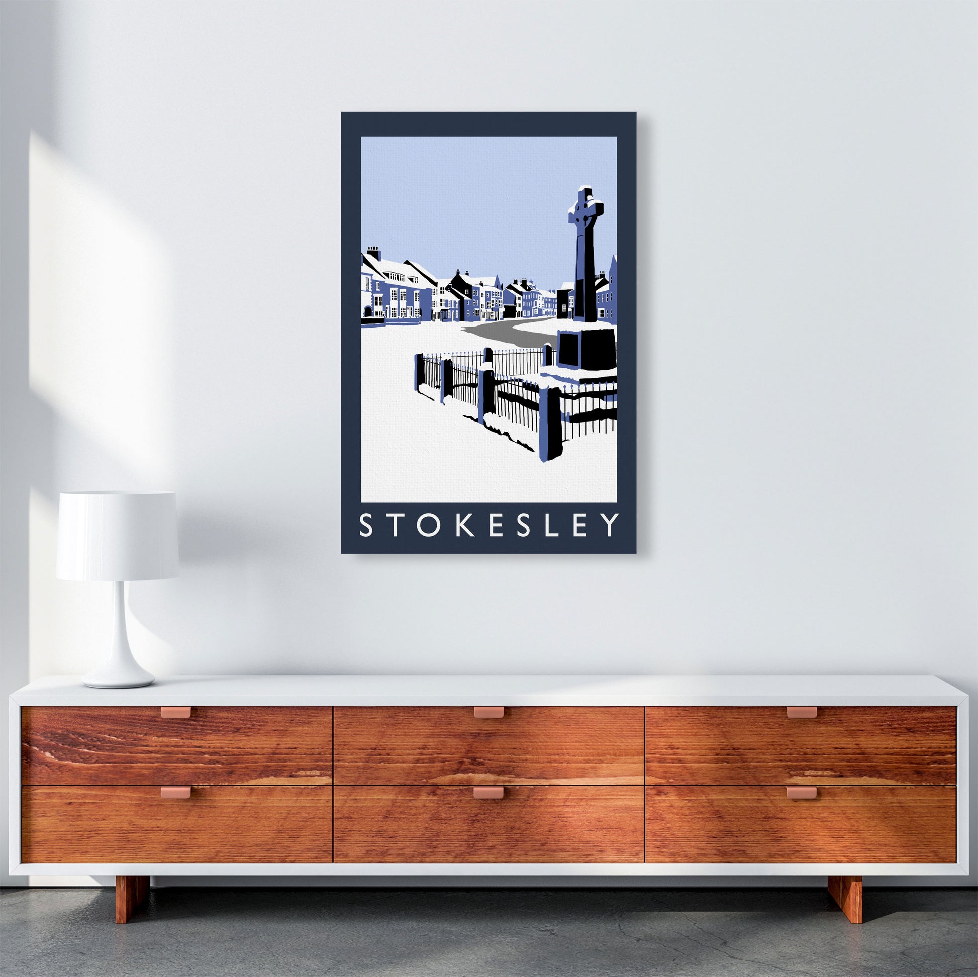 Stokesley In Snow Portrait by Richard O'Neill A1 Canvas