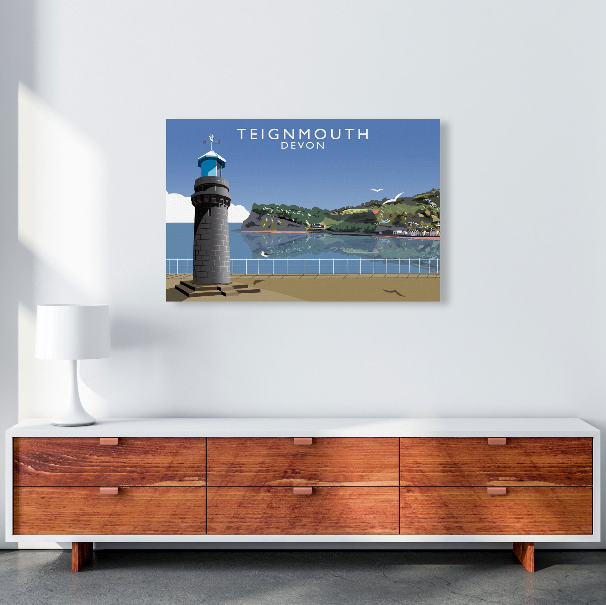 Teignmouth Devon Art Print by Richard O'Neill, Framed Wall Art A1 Canvas