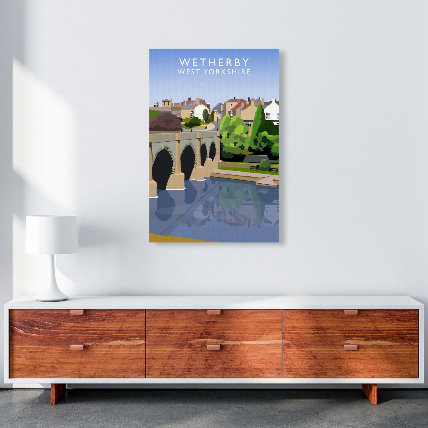 Wetherby West Yorkshire Travel Art Print by Richard O'Neill, Framed Wall Art A1 Canvas