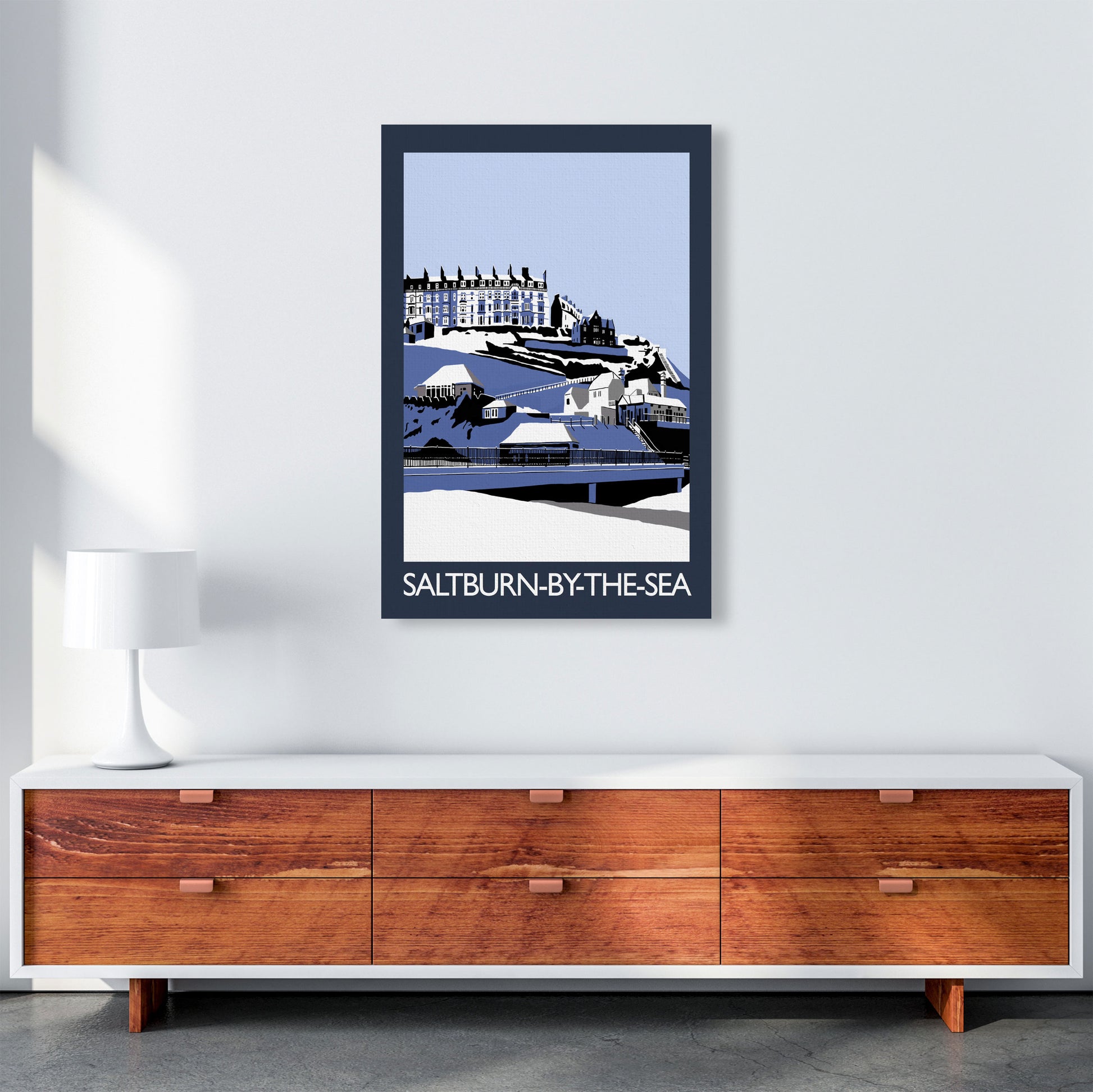 Saltburn-by-the-sea In Snow Portrait by Richard O'Neill A1 Canvas