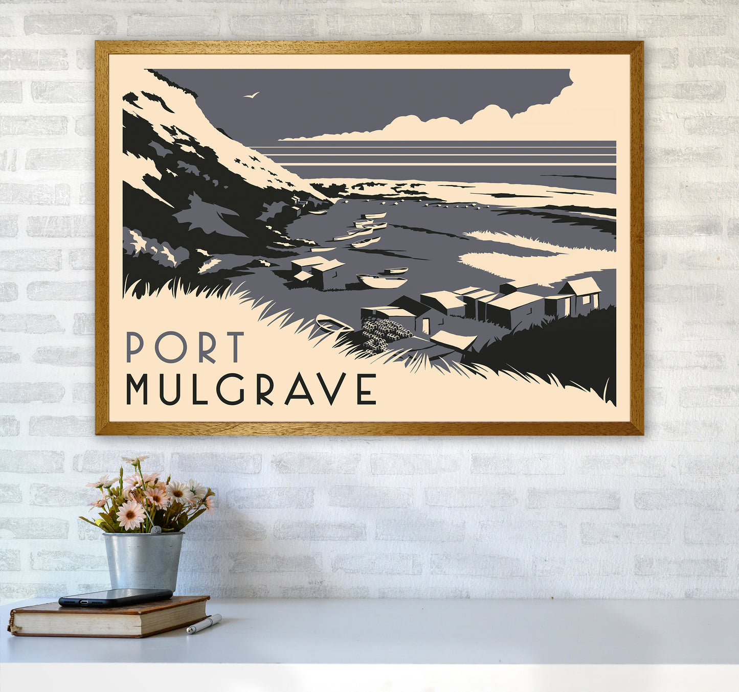 Port Mulgrave Travel Art Print by Richard O'Neill A1 Print Only