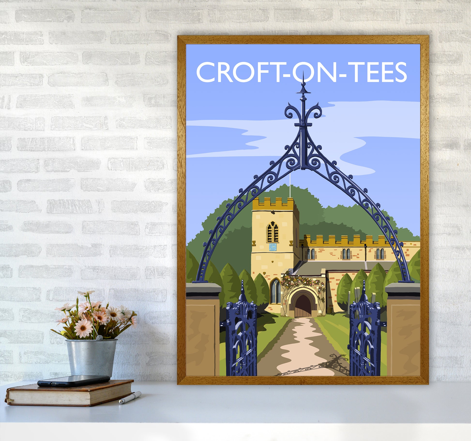 Croft-on-Tees Travel Art Print by Richard O'Neill A1 Print Only