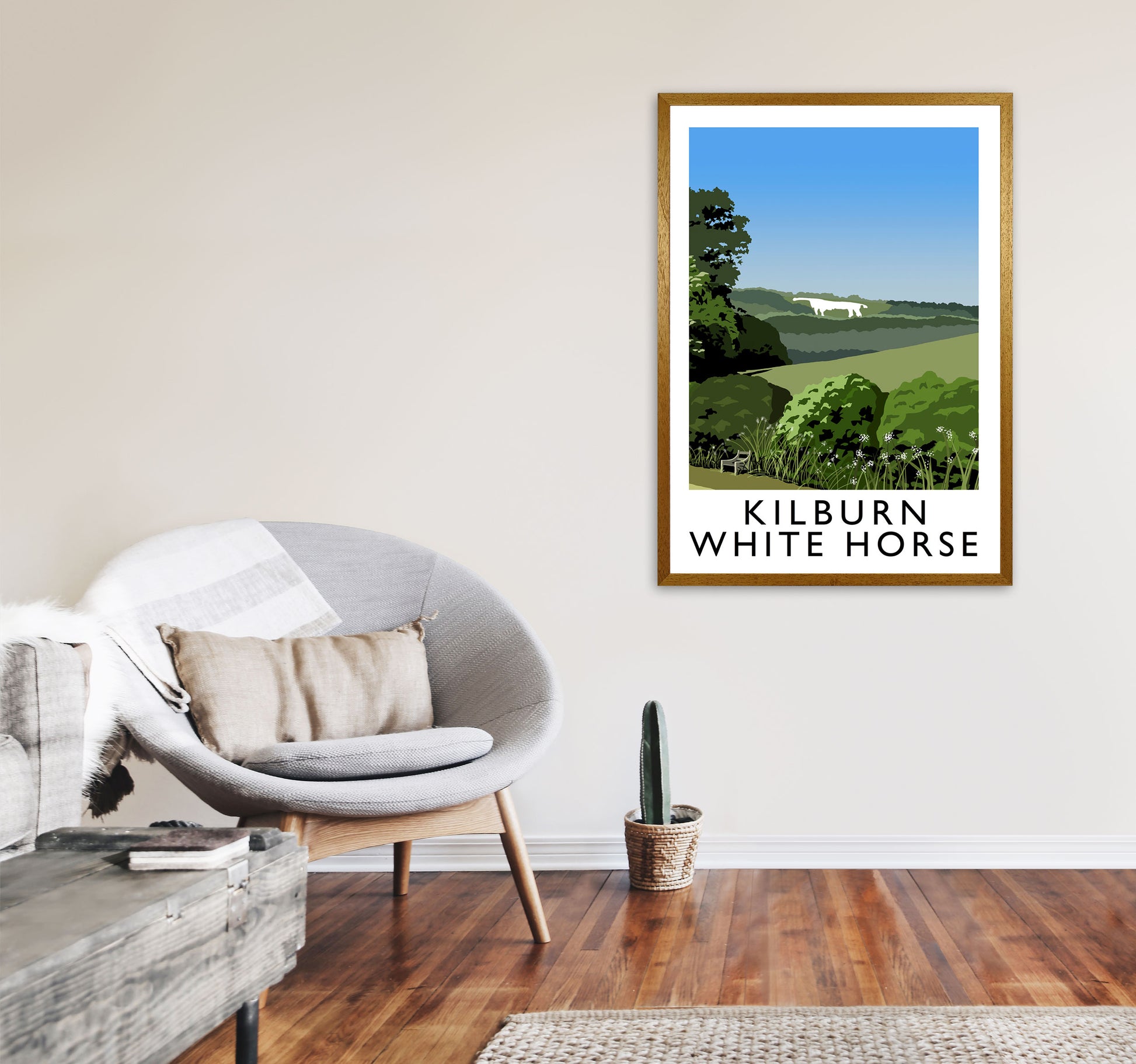 Kilburn White Horse by Richard O'Neill Yorkshire Art Print A1 Print Only