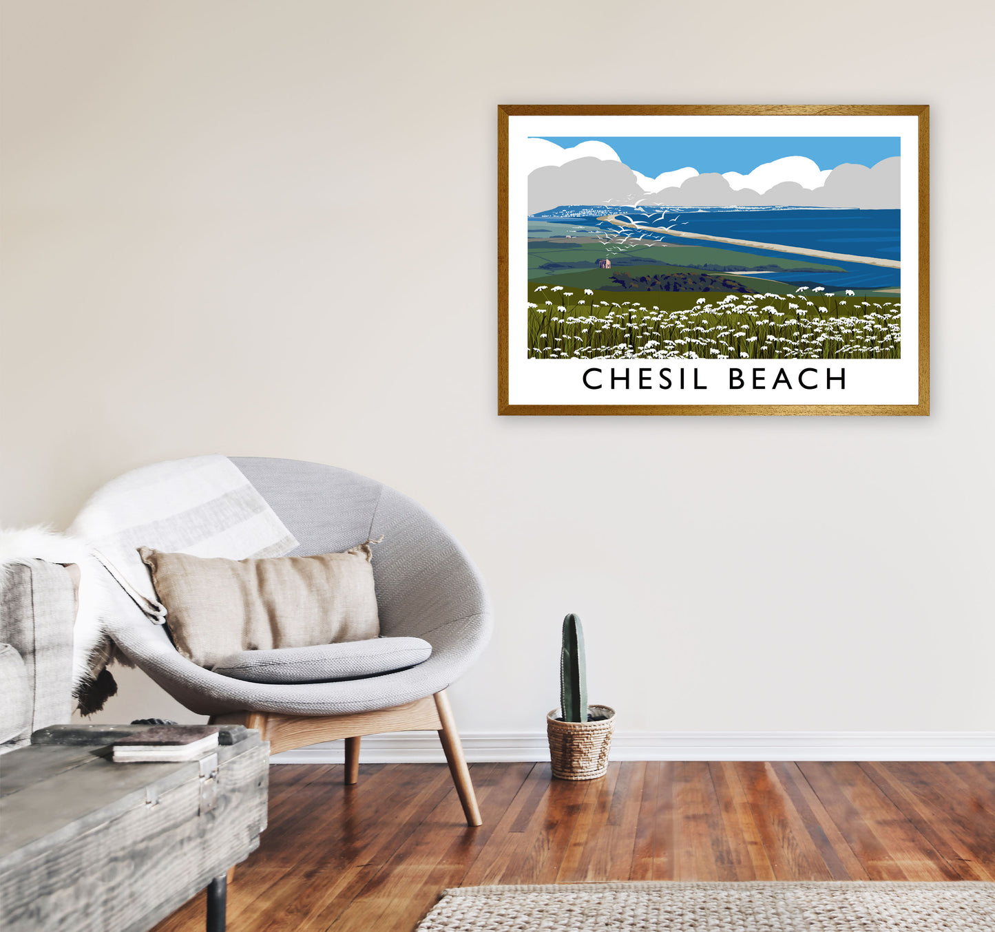 Chesil Beach Framed Digital Art Print by Richard O'Neill A1 Print Only