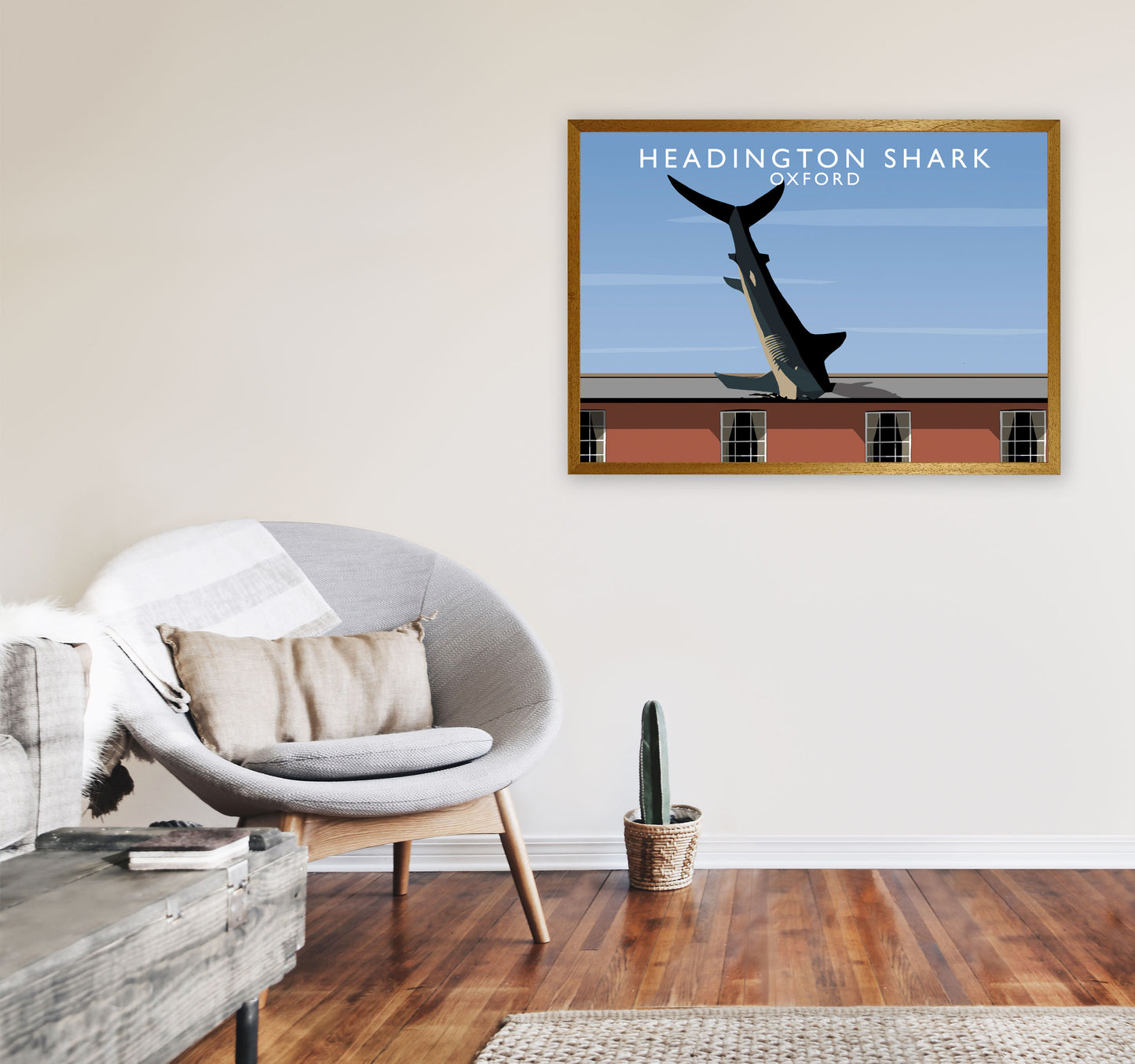 Headington Shark Oxford Travel Art Print by Richard O'Neill, Framed Wall Art A1 Print Only