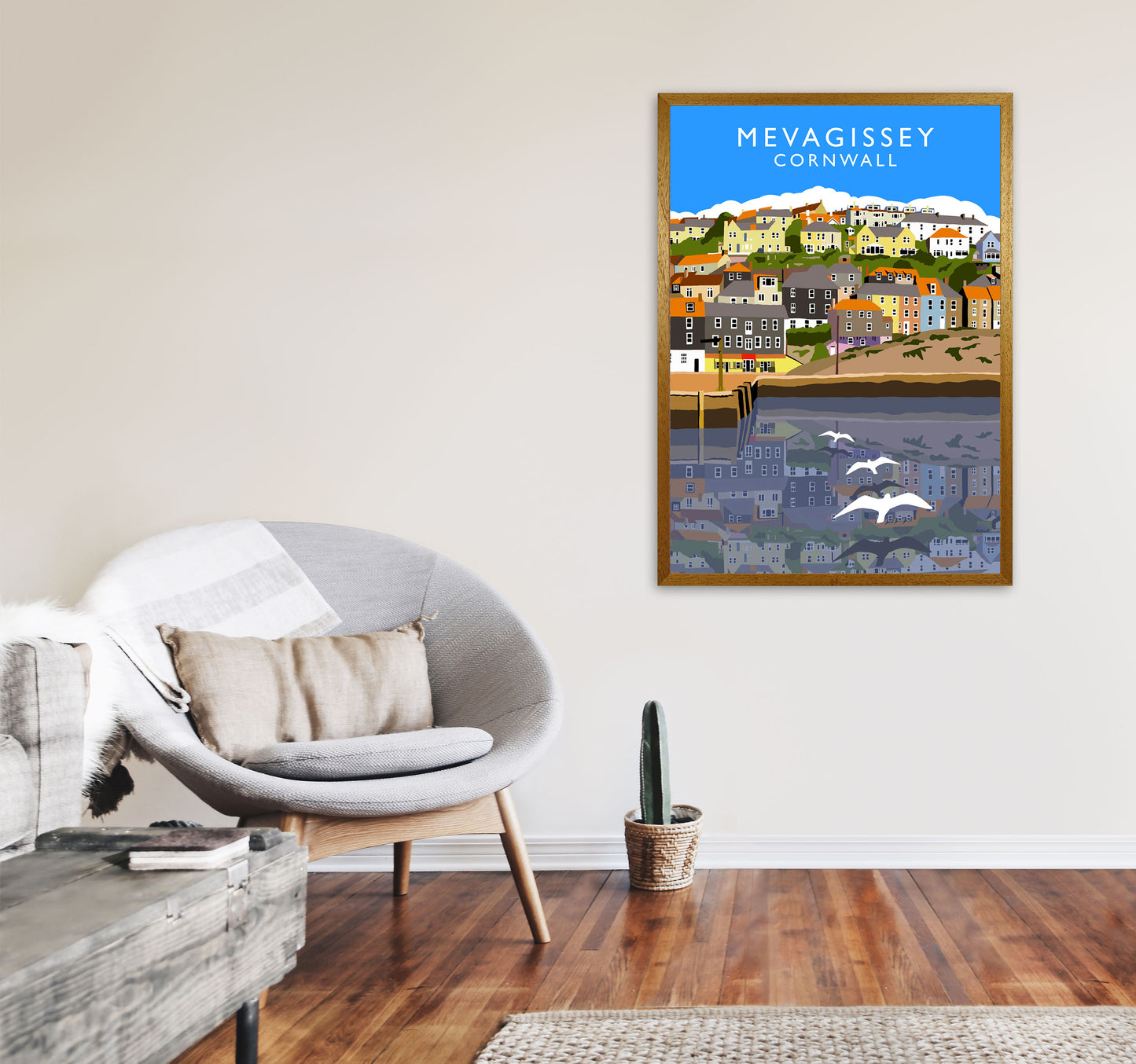 Mevagissey Cornwall Framed Digital Art Print by Richard O'Neill A1 Print Only