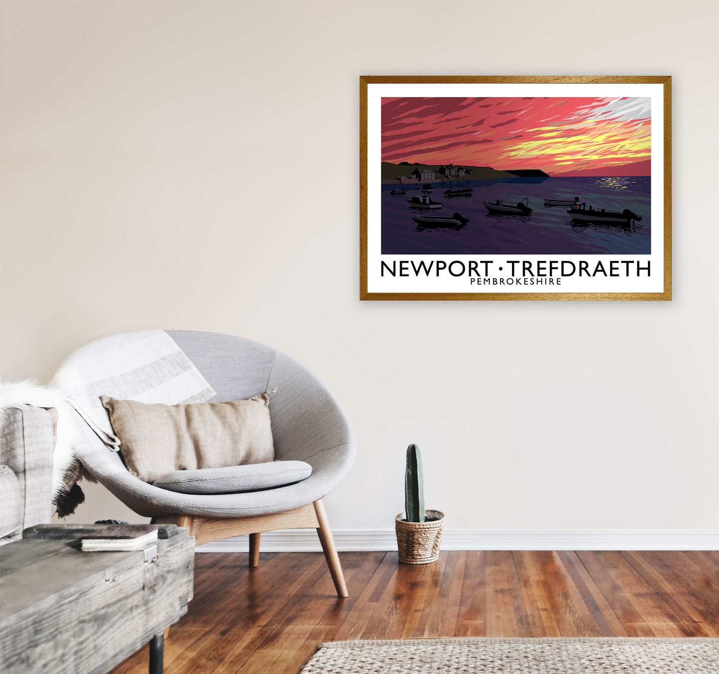 Newport Trefdraeth Pembrokeshire Travel Art Print by Richard O'Neill A1 Print Only