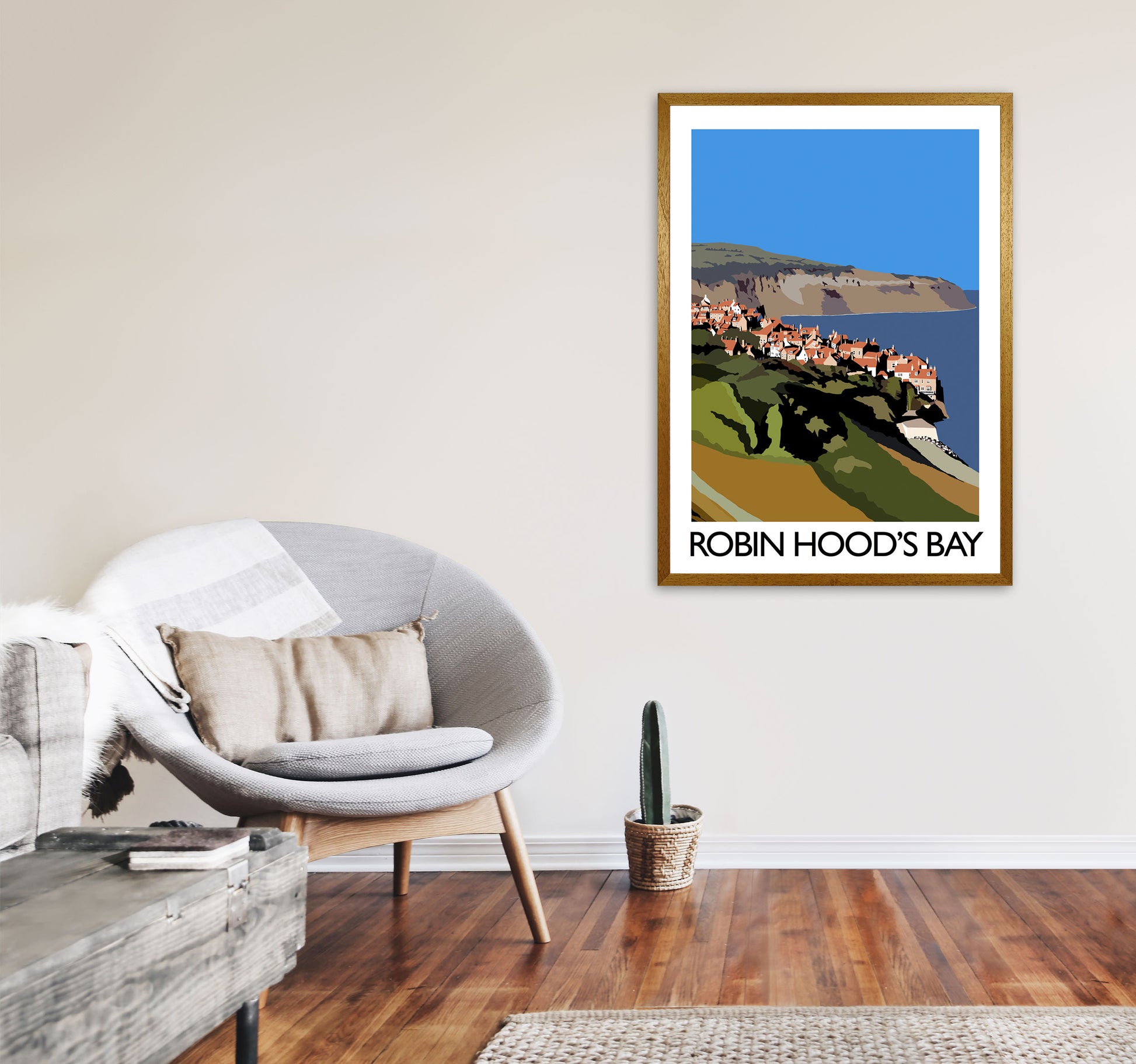 Robin Hood's Bay Travel Art Print by Richard O'Neill, Framed Wall Art A1 Print Only