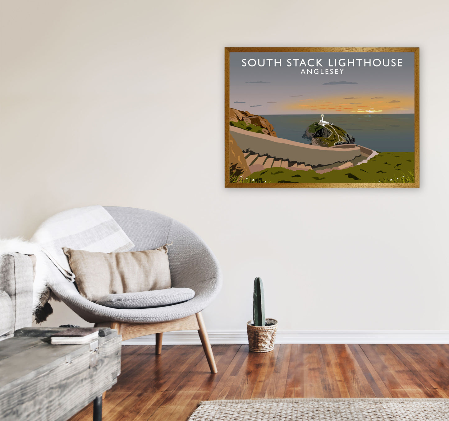South Stack Lighthouse Anglesey Travel Art Print by Richard O'Neill A1 Print Only