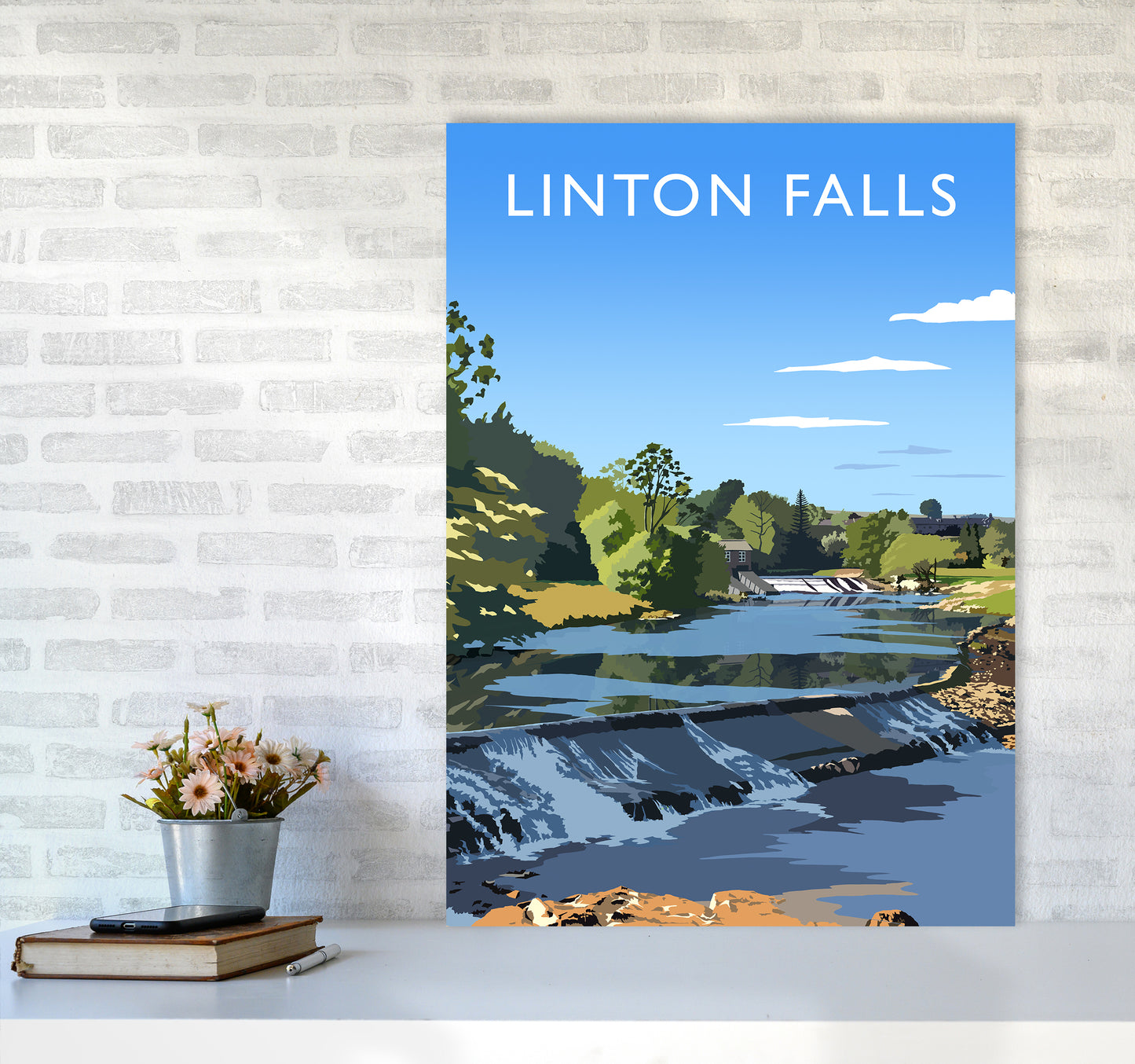 Linton Falls portrait Travel Art Print by Richard O'Neill A1 Black Frame