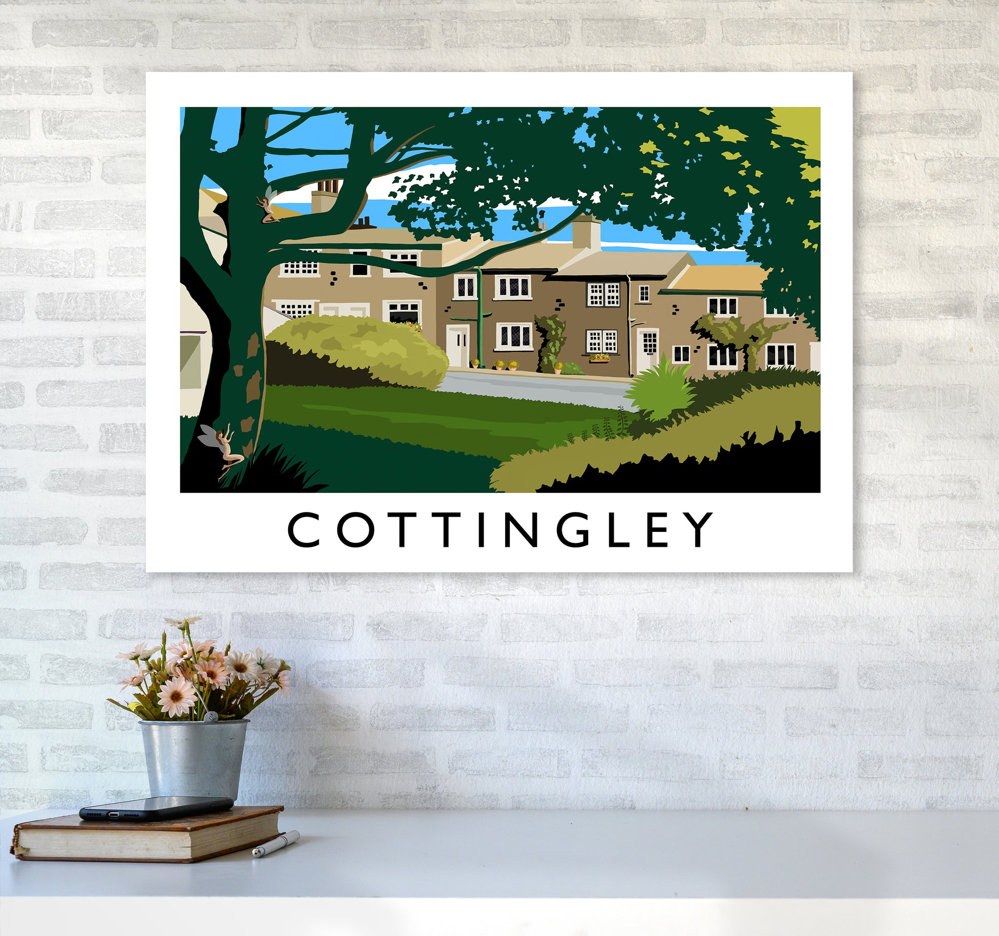 Cottingley Travel Art Print by Richard O'Neill A1 Black Frame