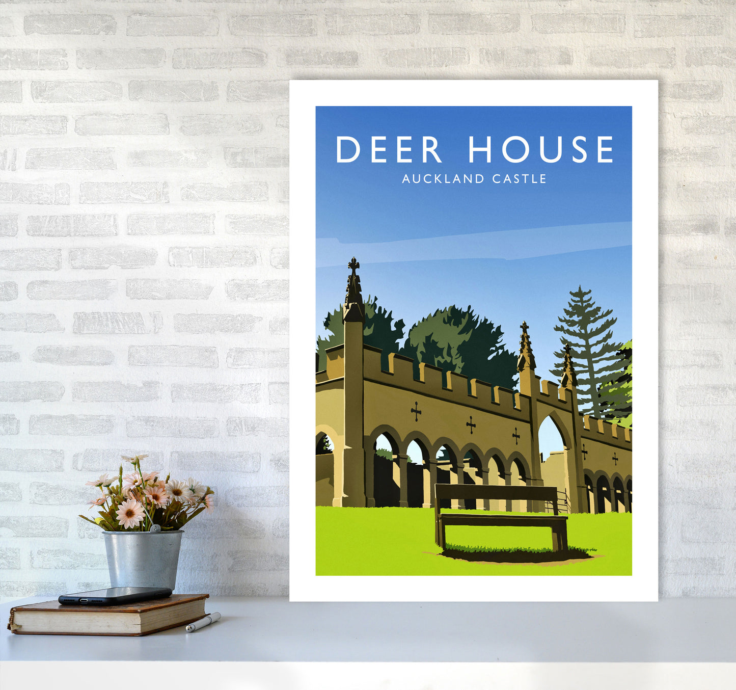 Deer House portrait Travel Art Print by Richard O'Neill A1 Black Frame