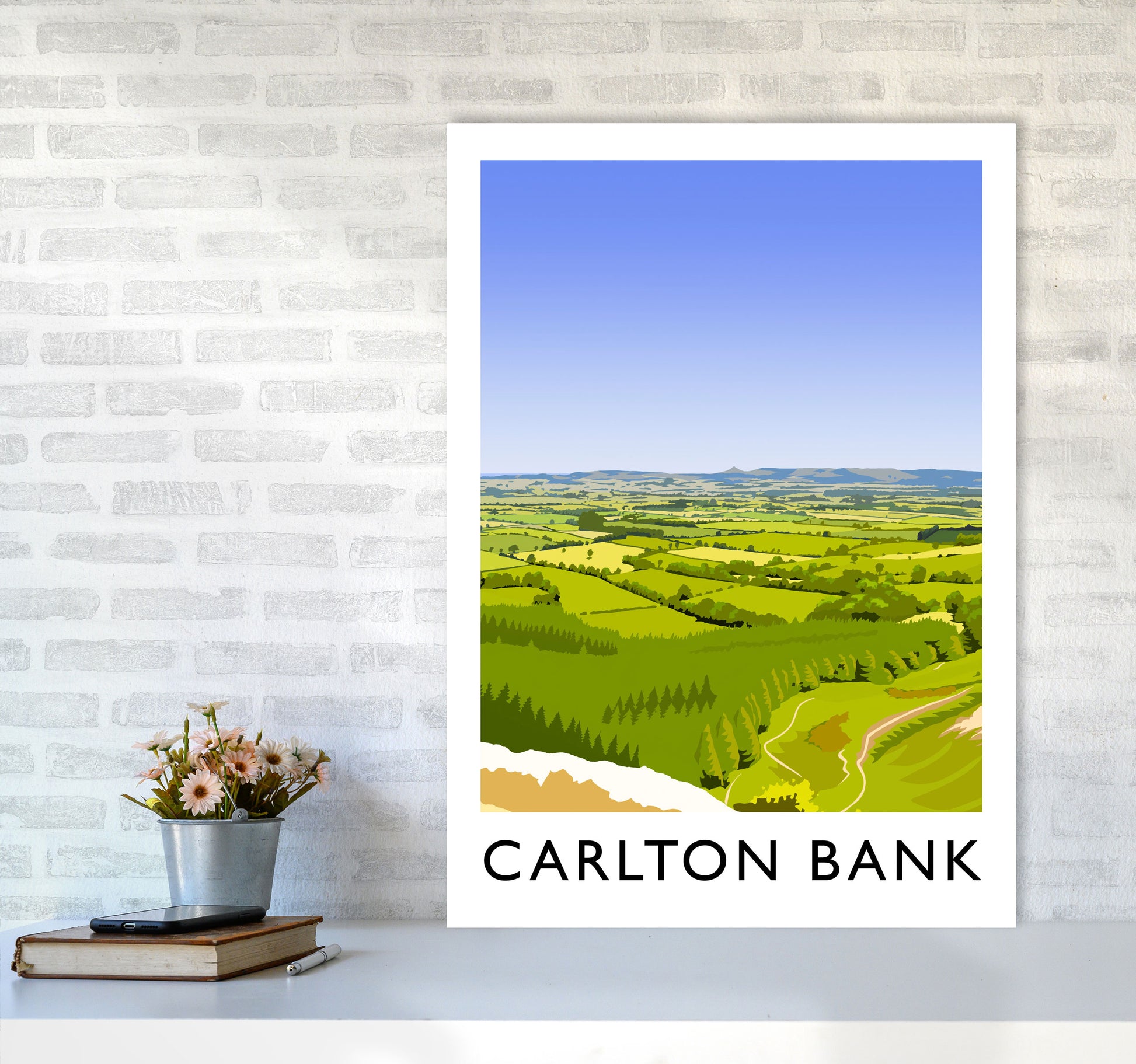 Carlton Bank portrait Travel Art Print by Richard O'Neill A1 Black Frame