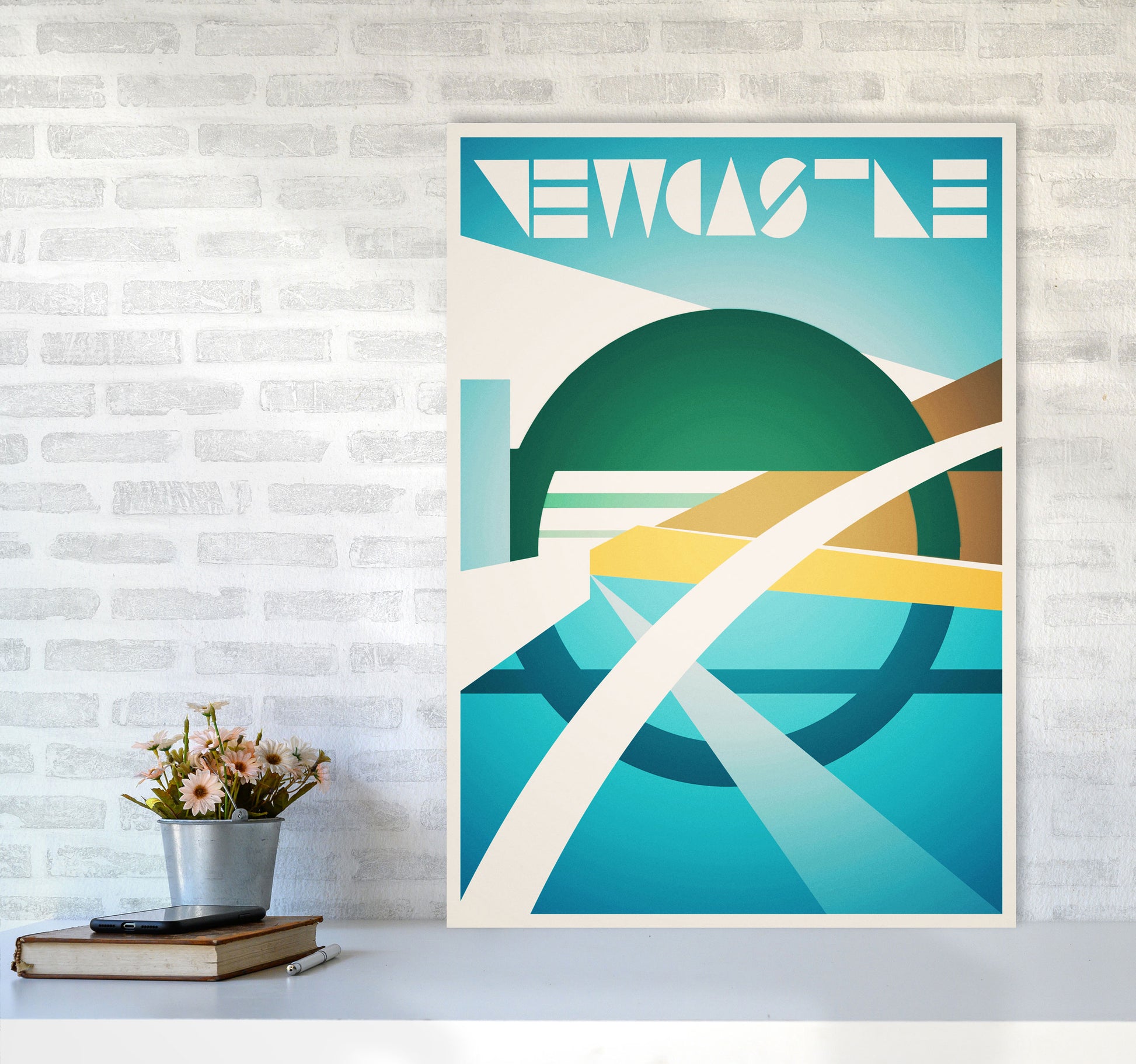 Newcastle 2 Travel Art Print by Richard O'Neill A1 Black Frame