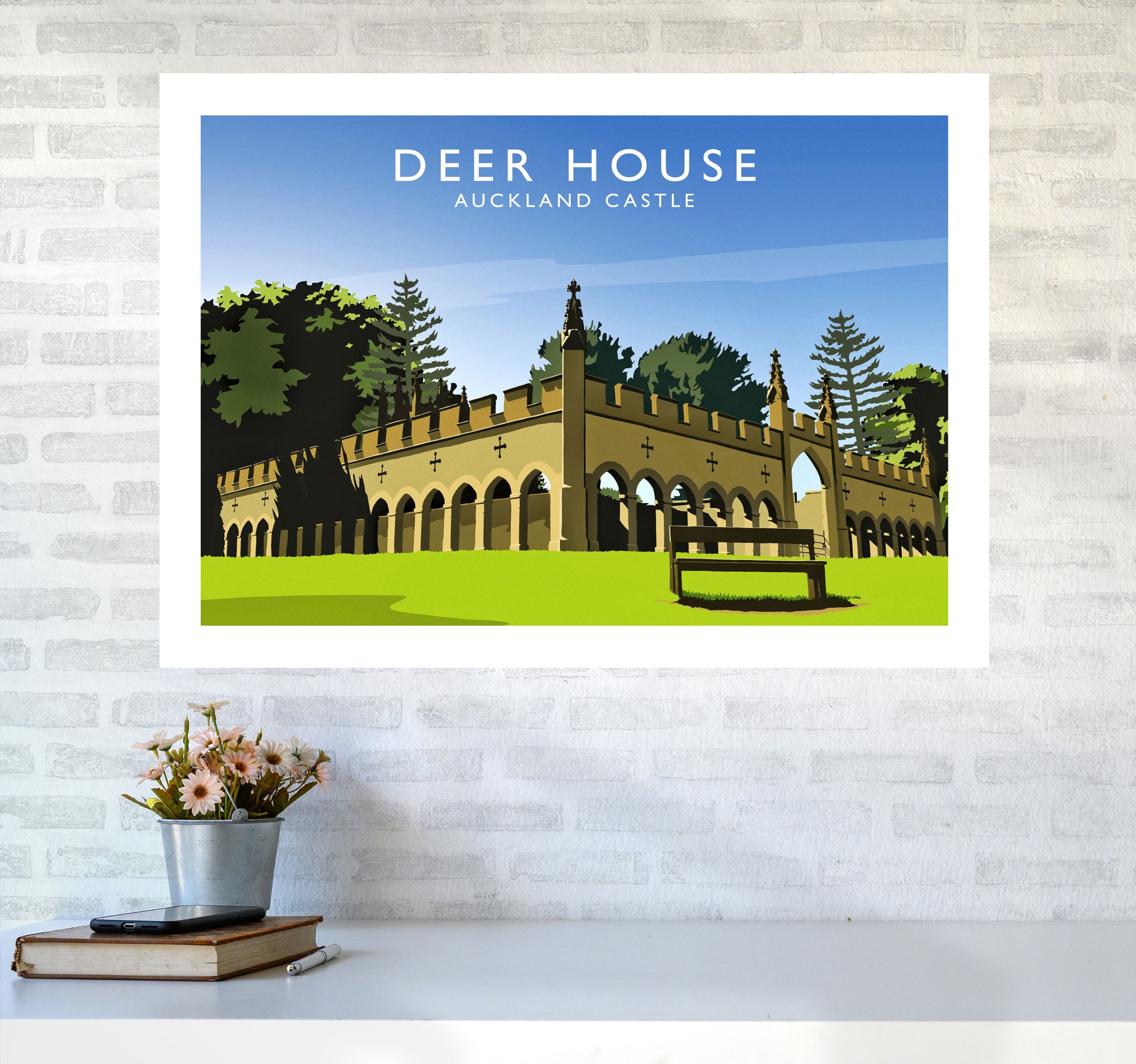 Deer House Travel Art Print by Richard O'Neill A1 Black Frame