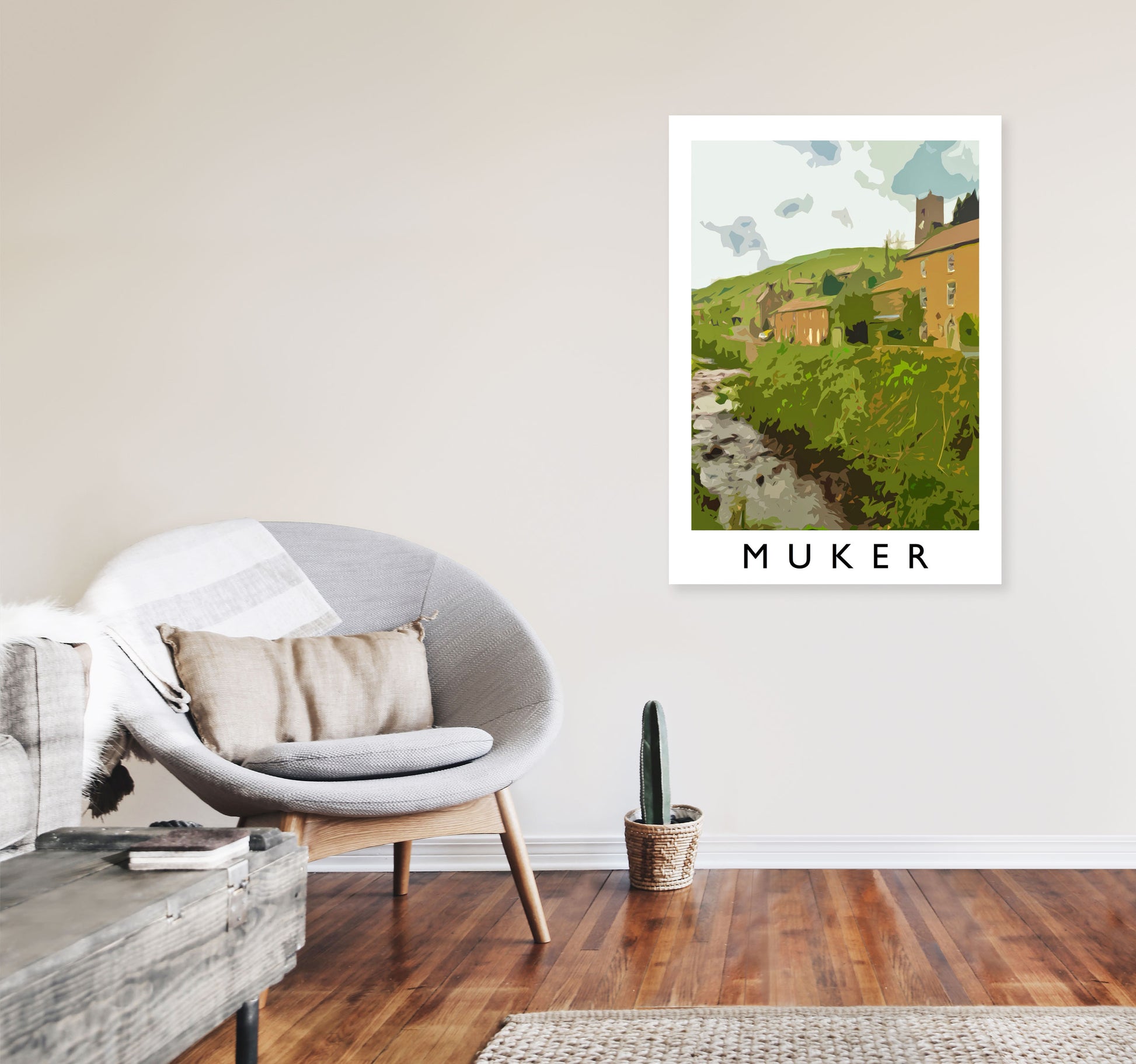 Muker Art Print by Richard O'Neill A1 Black Frame