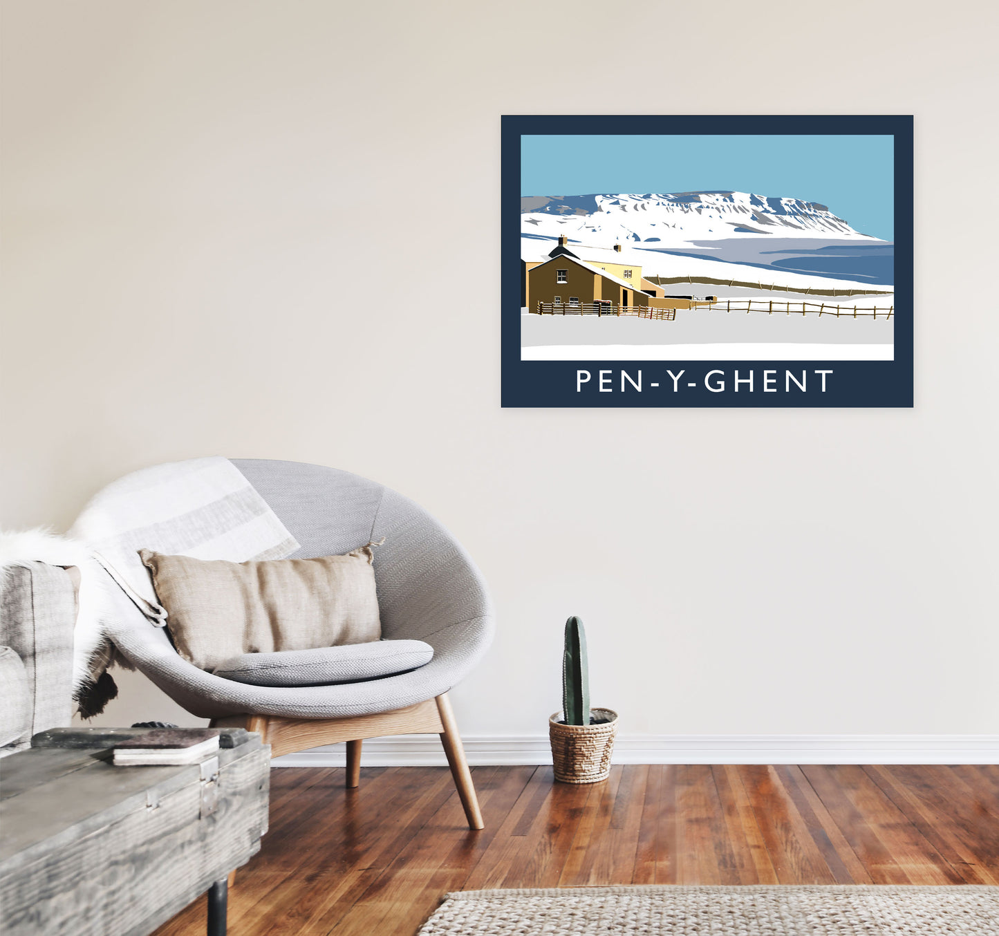 Pen-Y-Ghent by Richard O'Neill Yorkshire Art Print, Vintage Travel Poster A1 Black Frame