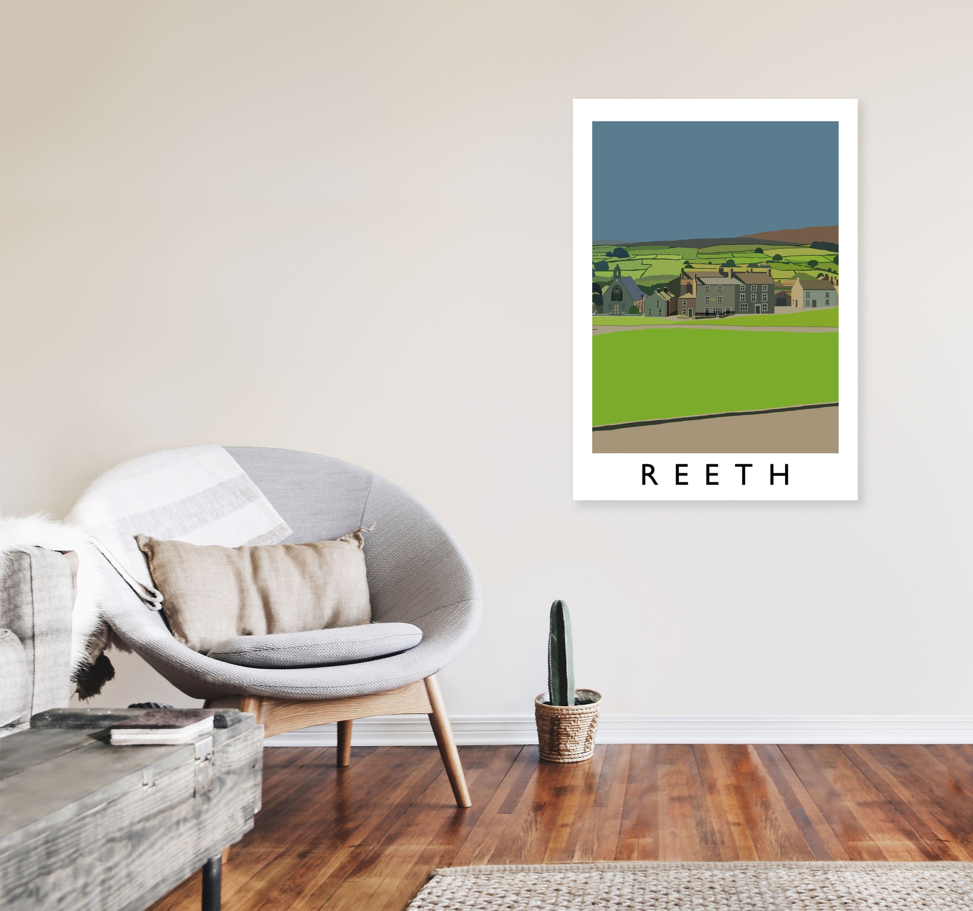 Reeth Art Print by Richard O'Neill A1 Black Frame