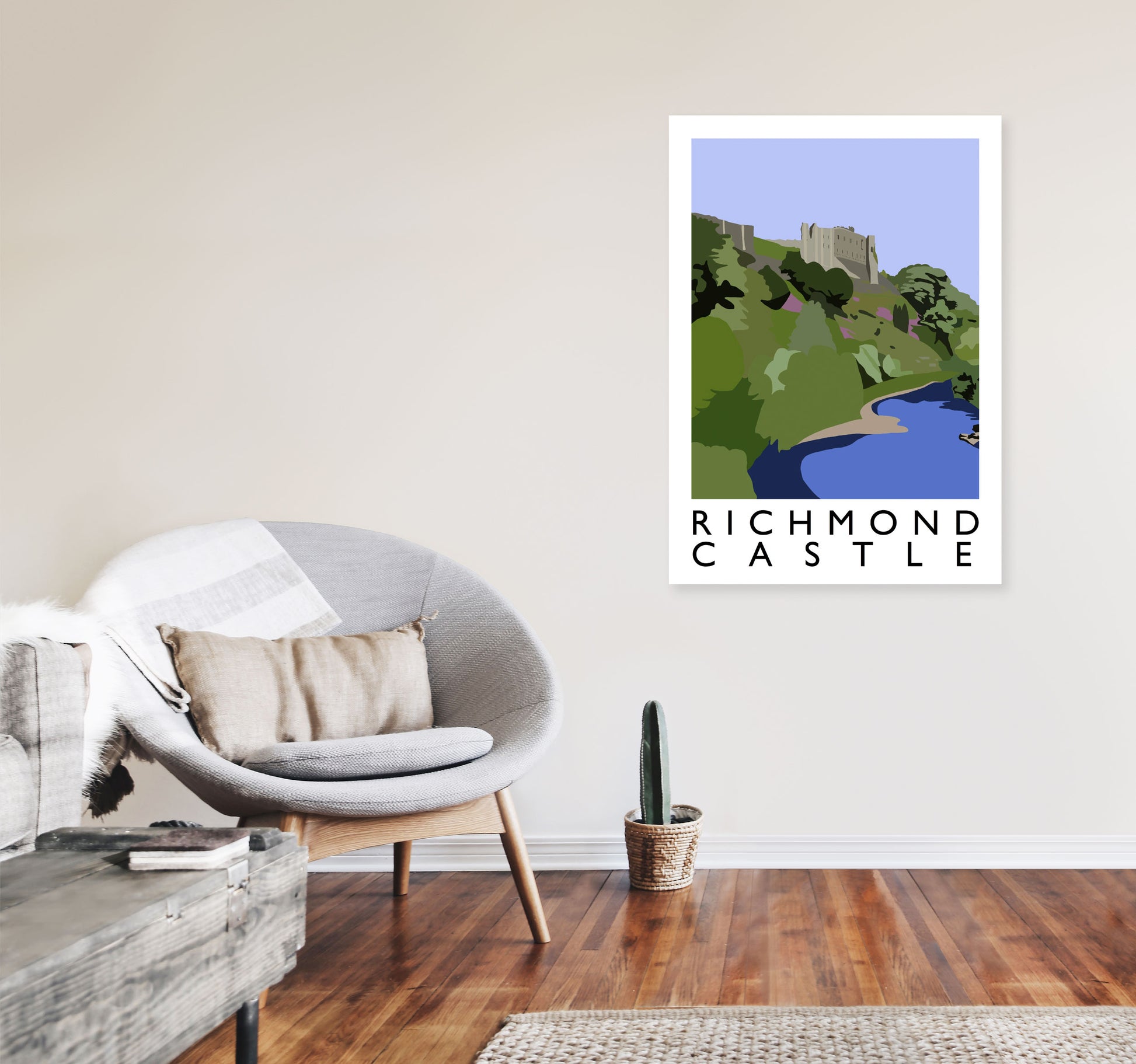 Richmond Castle Art Print by Richard O'Neill A1 Black Frame