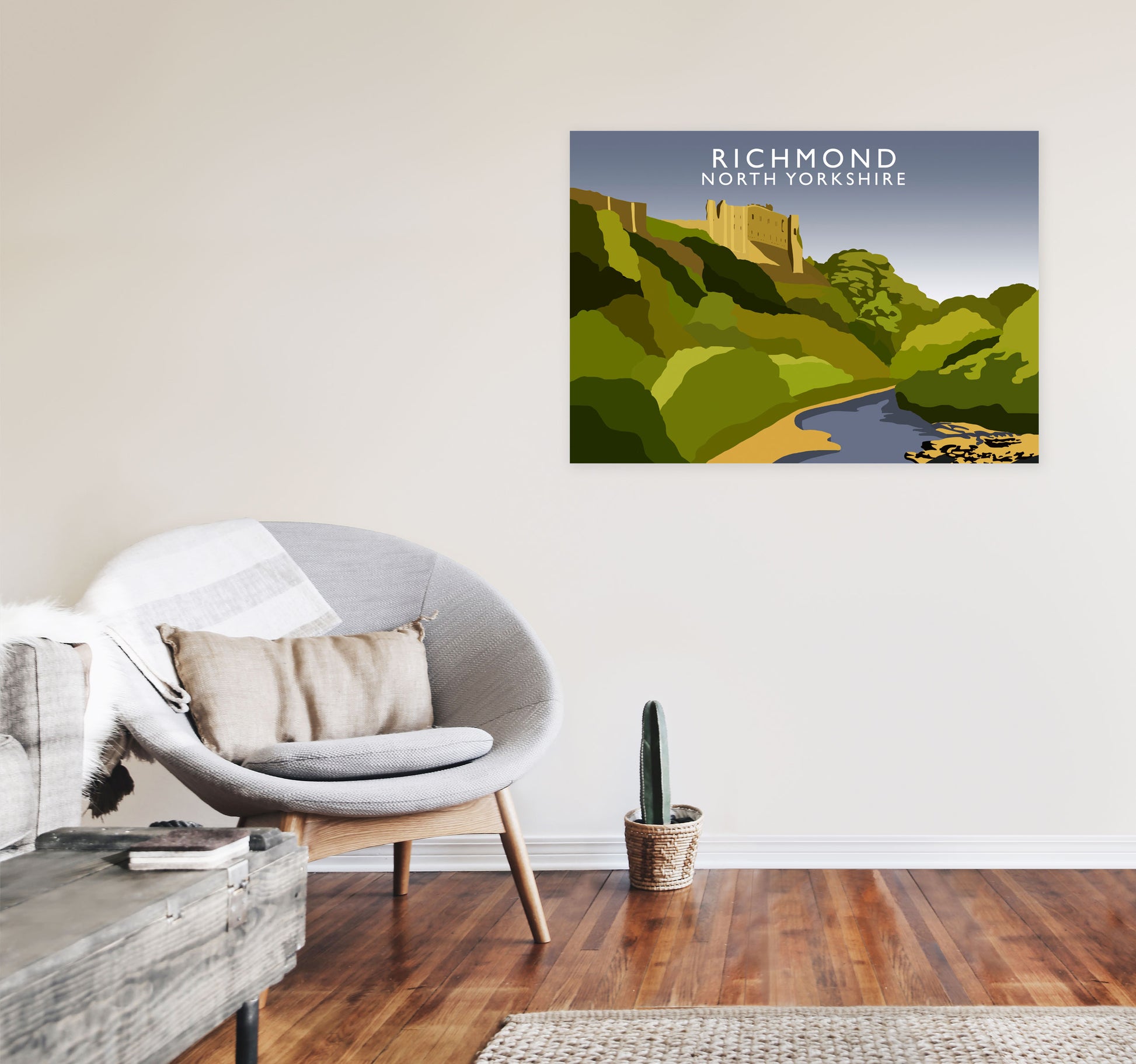 Richmond North Yorkshire Art Print by Richard O'Neill A1 Black Frame