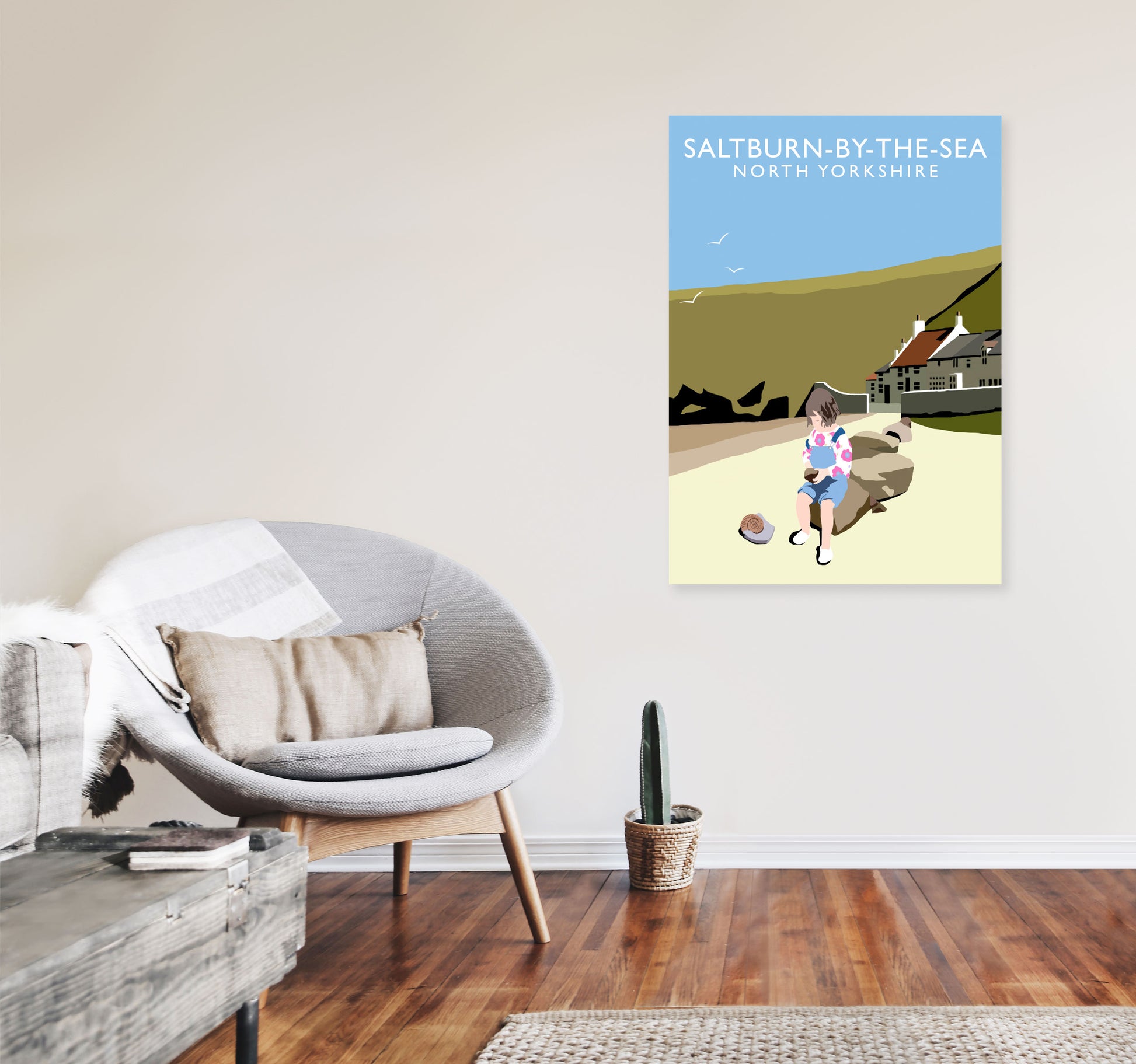 Saltburn-By-The-Sea North Yorkshire Art Print by Richard O'Neill A1 Black Frame