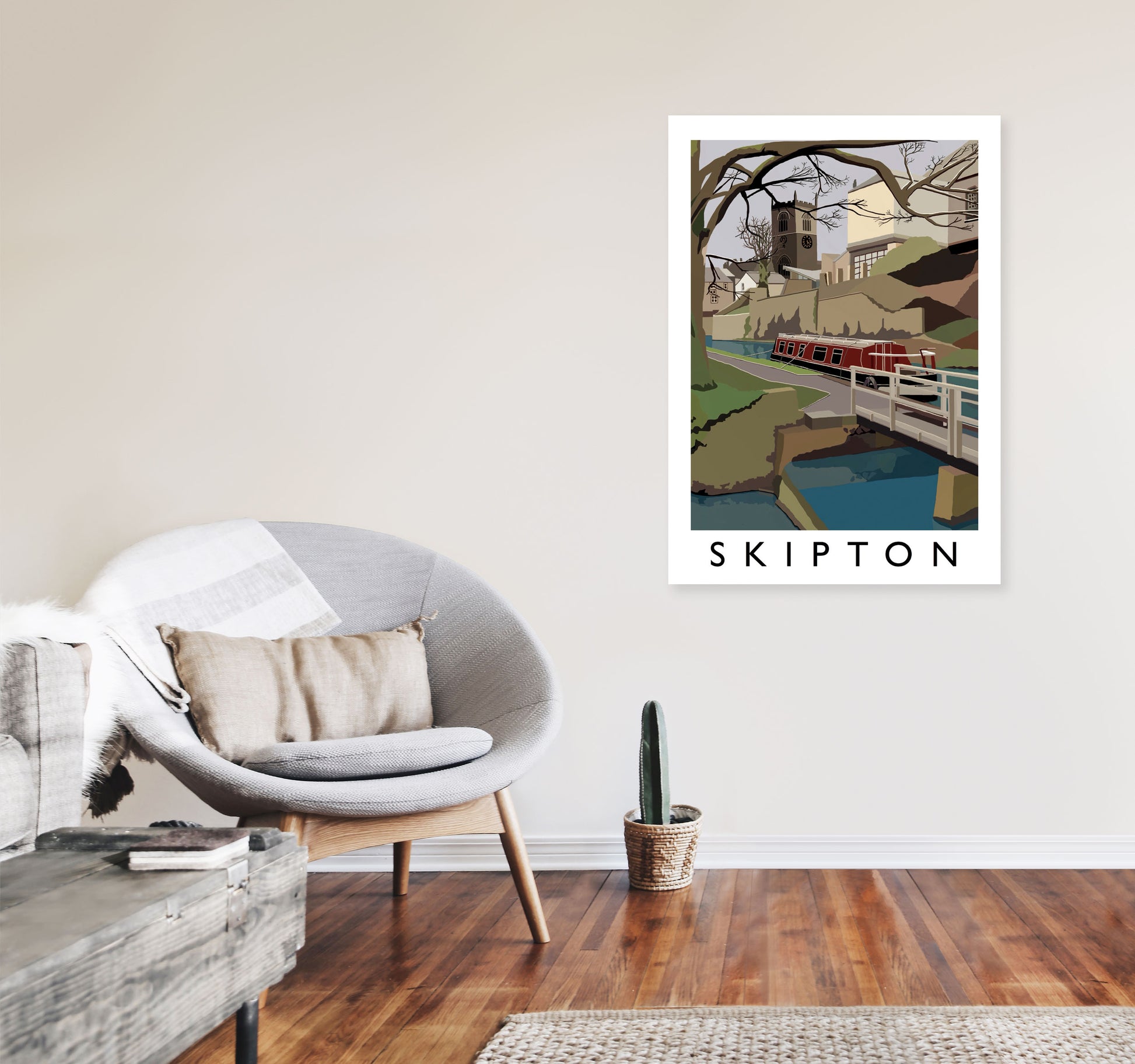 Skipton by Richard O'Neill Yorkshire Art Print, Vintage Travel Poster A1 Black Frame
